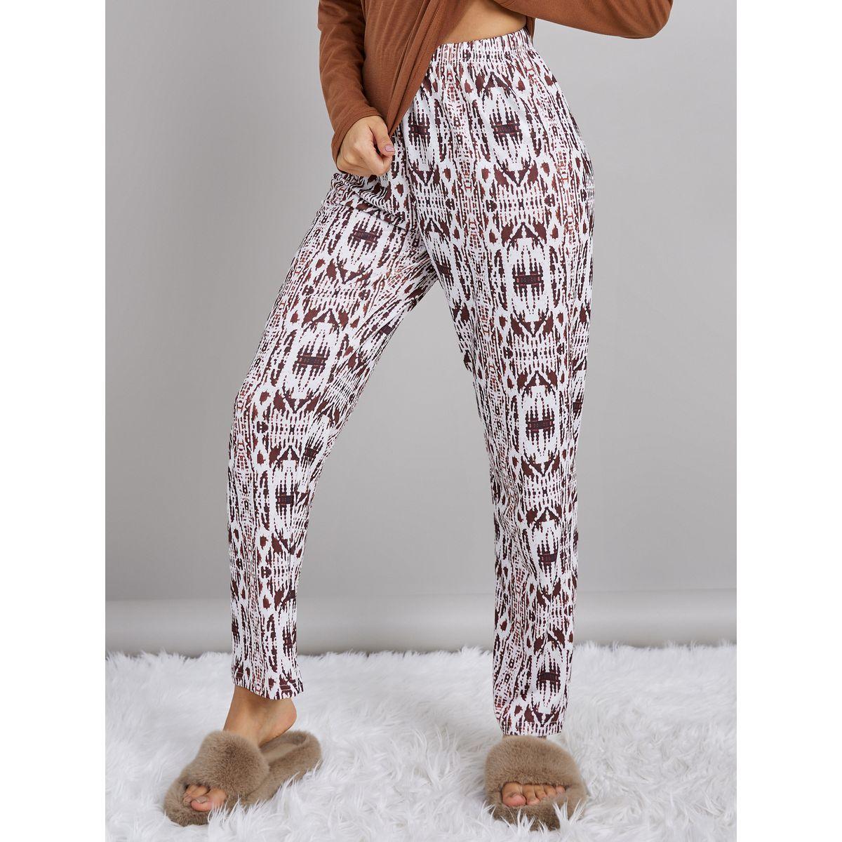 Styli Unwind Long Sleeves Placket T-shirt and Tribal Print Pyjama Set-women-clothing-nightwear-pyjamas-longsets-image-4