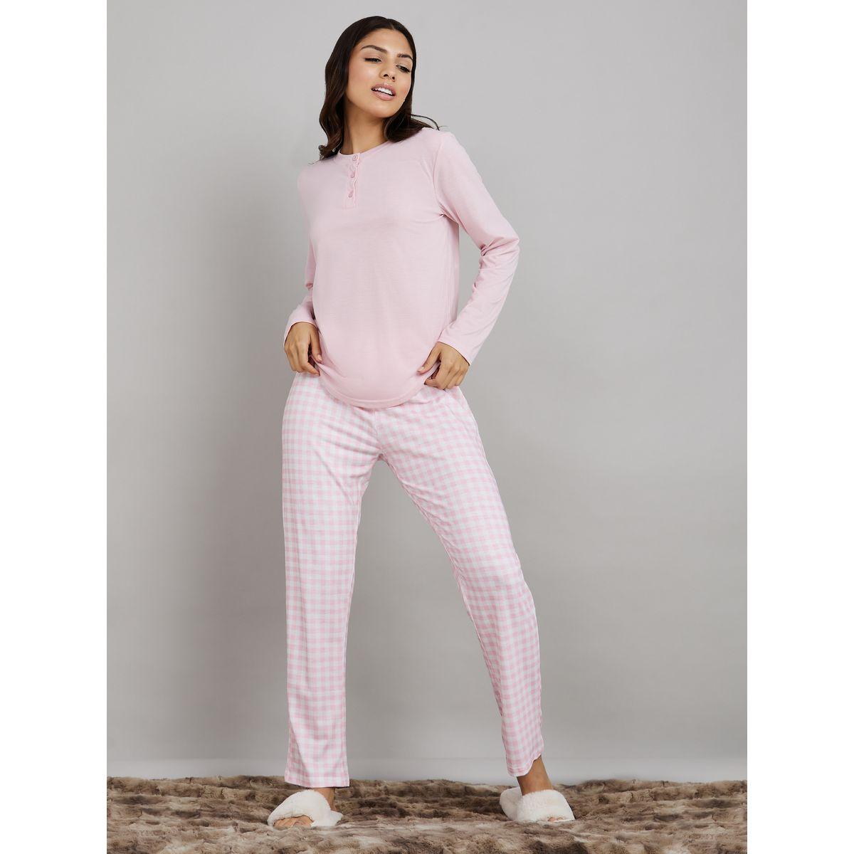 طقم بيجاما من ( تيشيرت + بنطال )-women-clothing-nightwear-pyjamas-longsets-image-2
