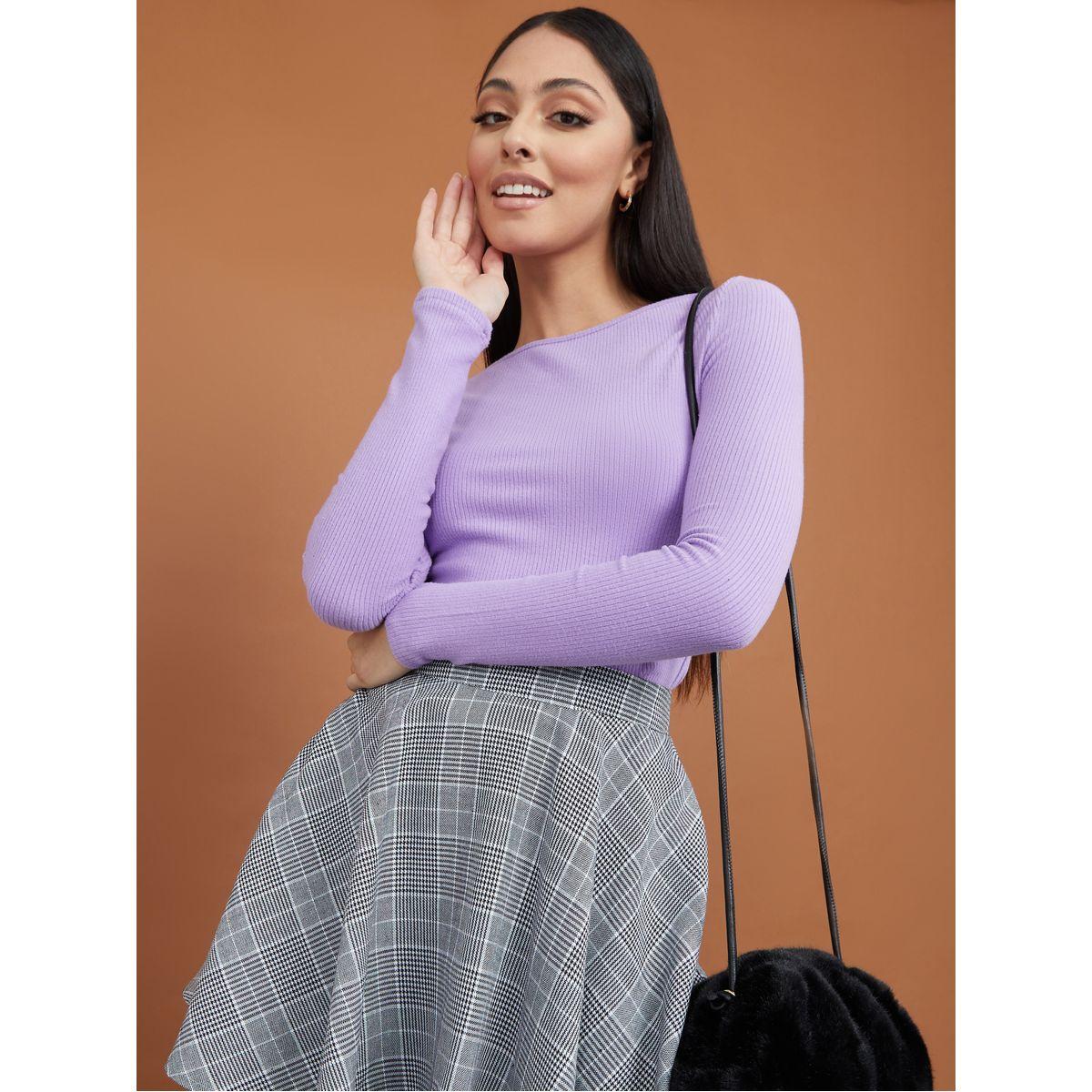 تيشيرت مضلع باكمام طويلة-women-clothing-tshirts-image-1