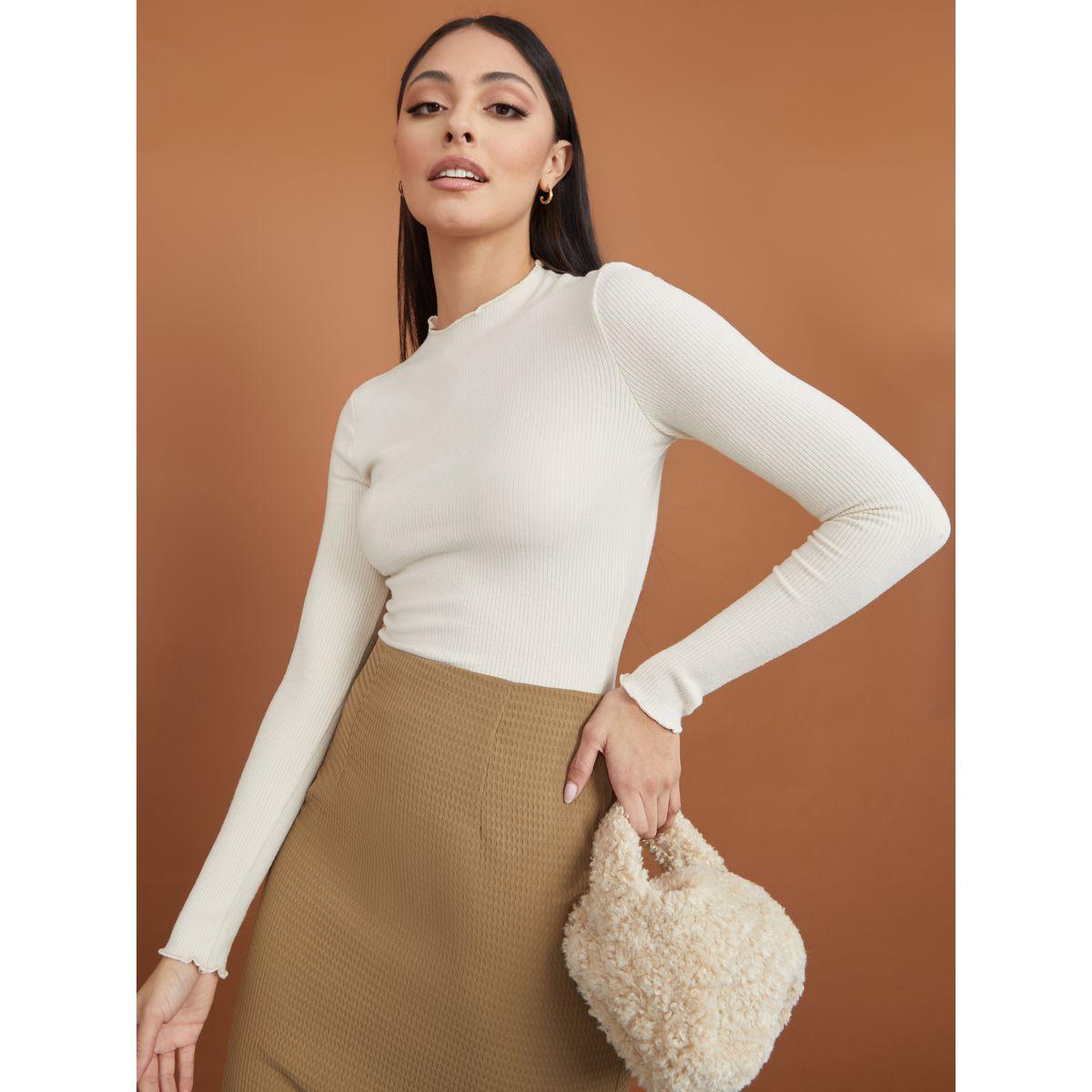 تيشيرت بياقة عالية واكمام طويلة-women-clothing-tshirts-image-3