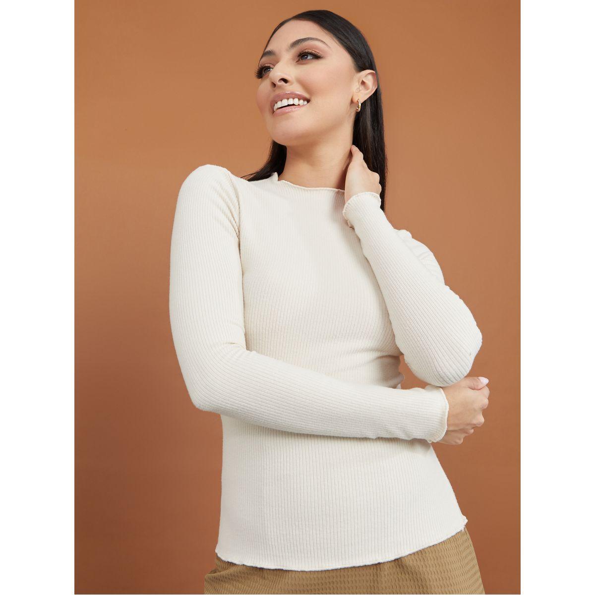 تيشيرت بياقة عالية واكمام طويلة-women-clothing-tshirts-image-4