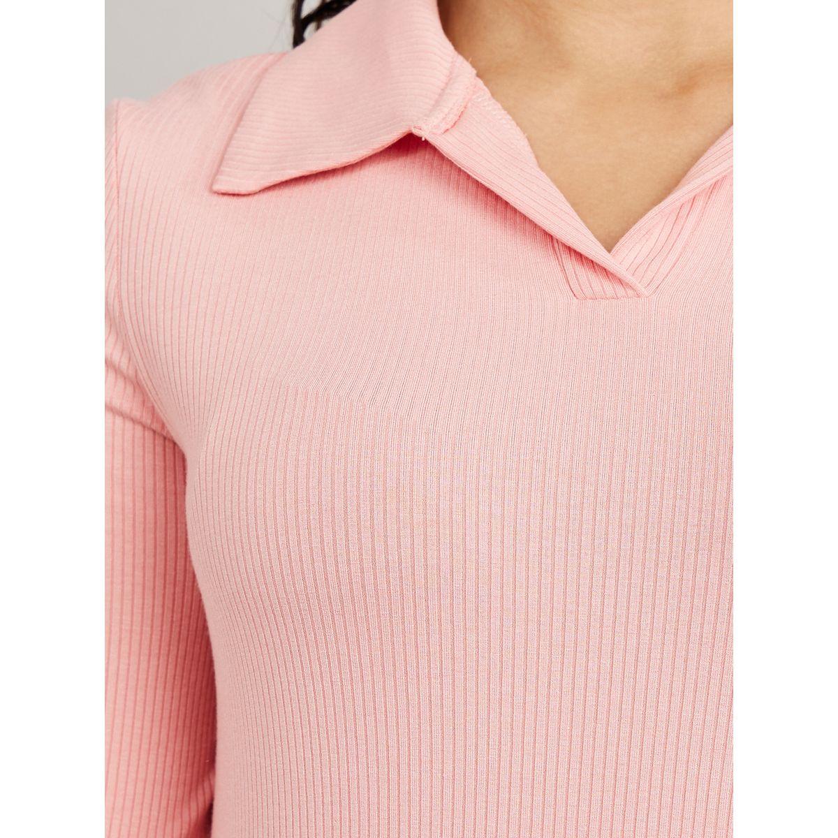 تيشيرت بولو مضلع باكمام طويلة-women-clothing-tshirts-image-4