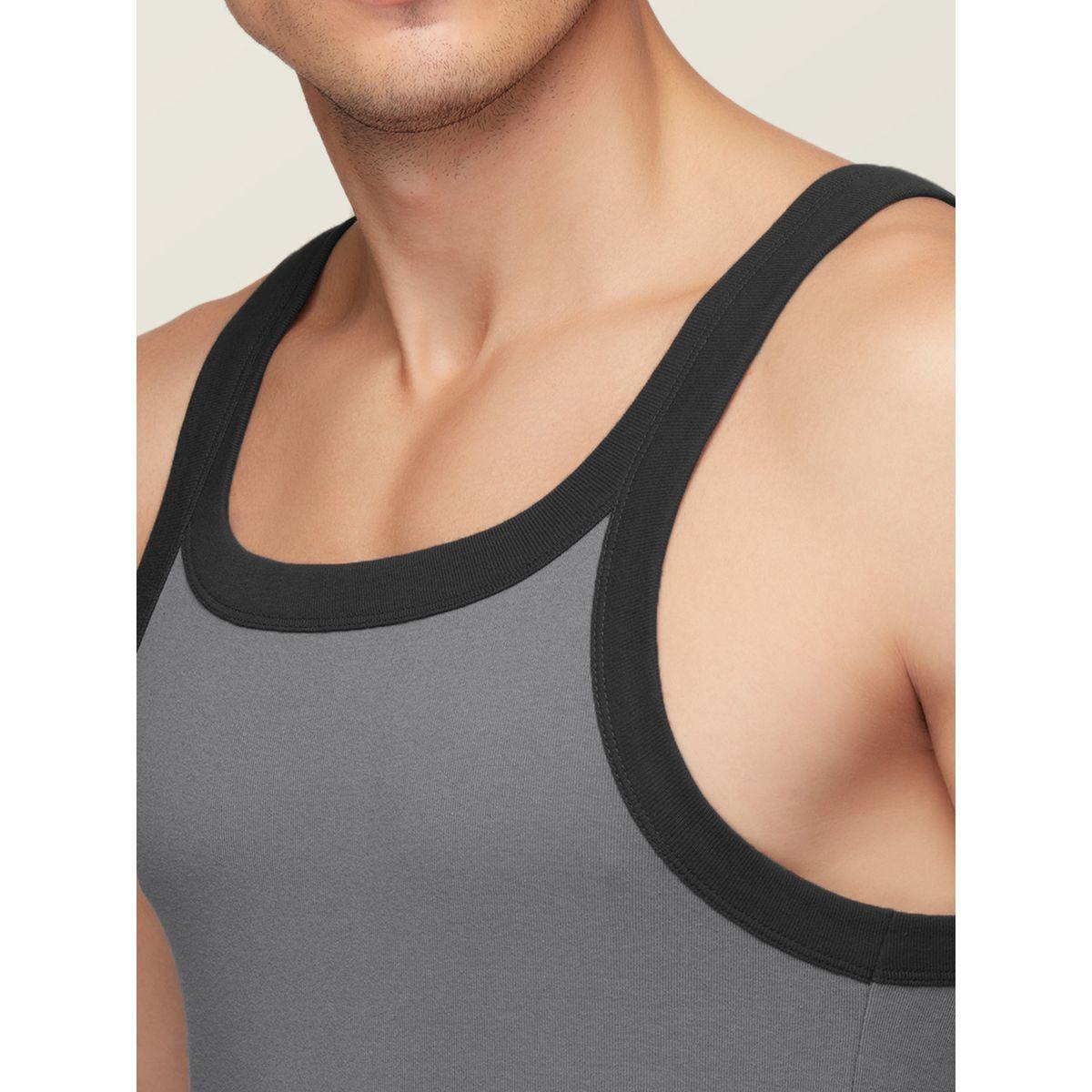 Styli Combed Cotton Square Neck Gym Vest with Contrast Detail-men-clothing-tshirtsandpolos-tshirts-image-2