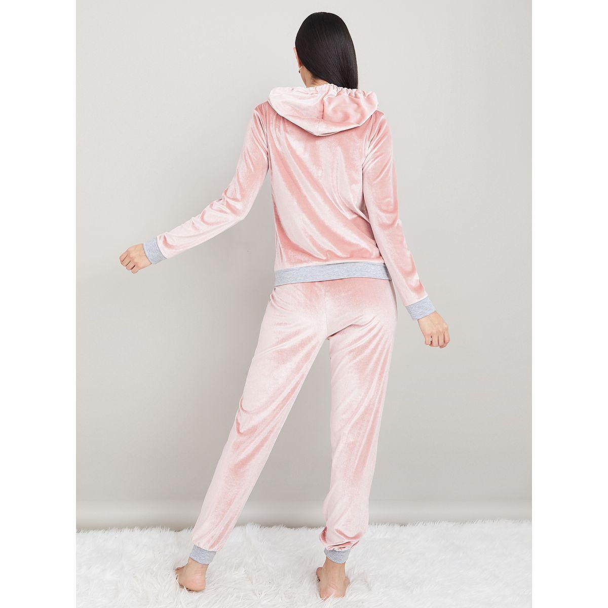 Styli Unwind Contrast Velour Hoodie and Jogger Set-women-clothing-coordsets-image-6