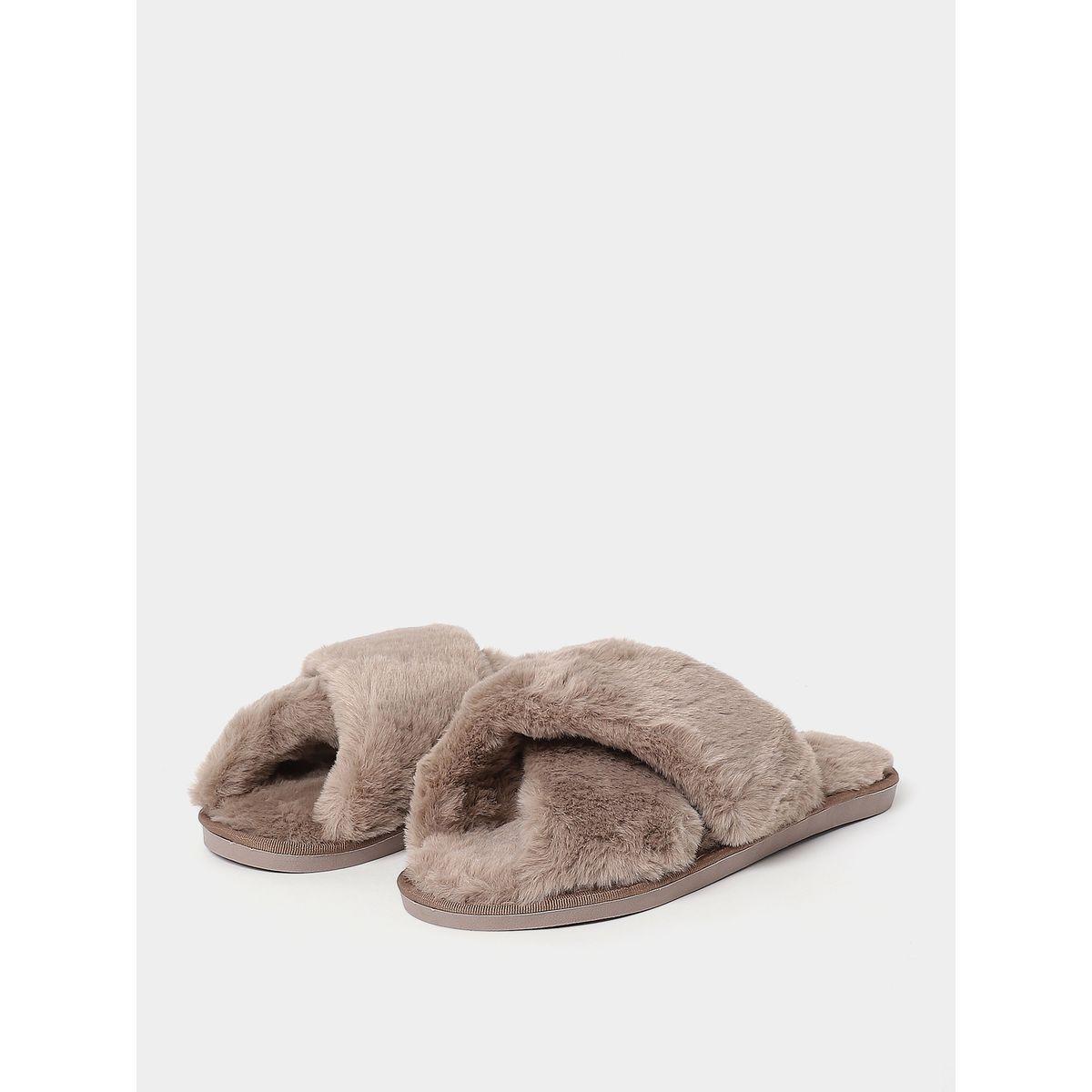 Styli Unwind  Fluff Cross Strap Bedroom Slippers-women-shoes-bedroomslippers-image-3