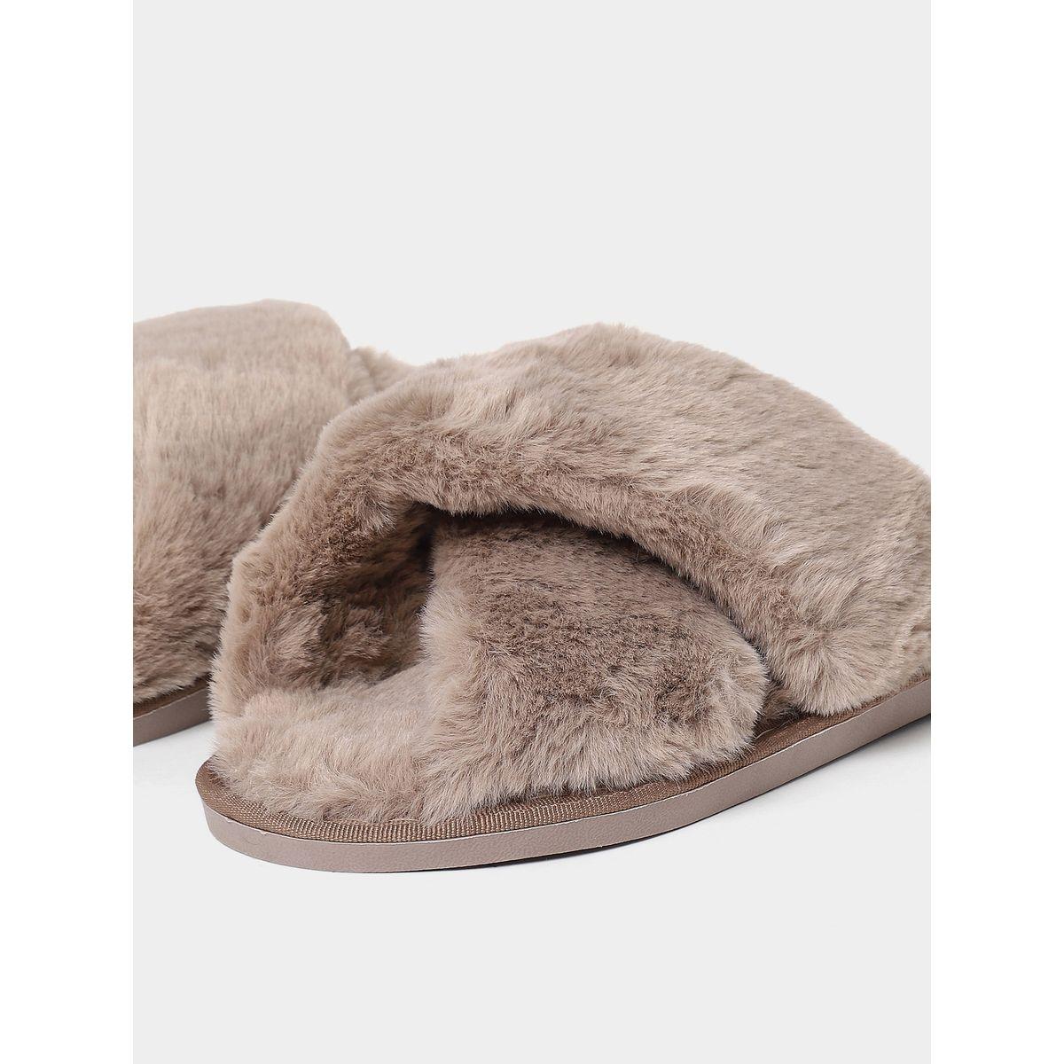 Styli Unwind  Fluff Cross Strap Bedroom Slippers-women-shoes-bedroomslippers-image-5