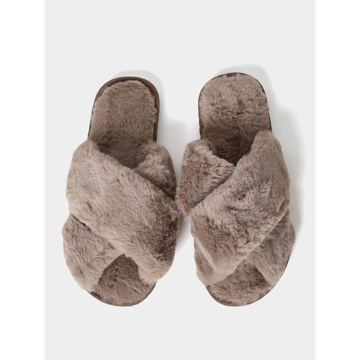 Styli Unwind  Fluff Cross Strap Bedroom Slippers-women-shoes-bedroomslippers-image-6