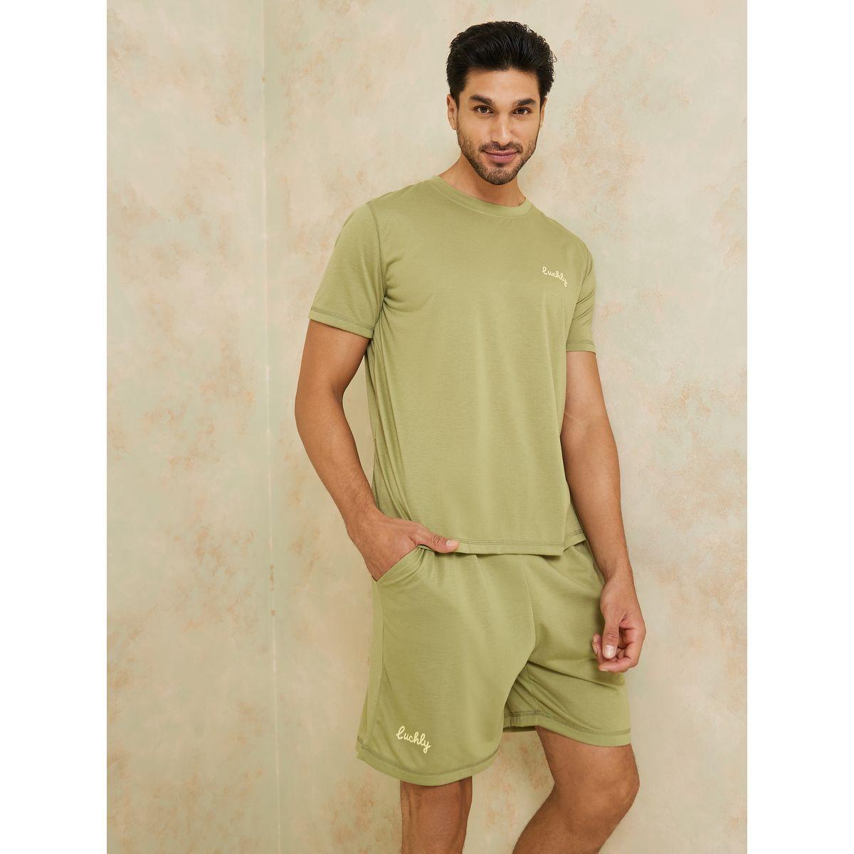 Styli Slogan Detail T-shirt and Shorts Set-men-clothing-nightwear-sets-image-2