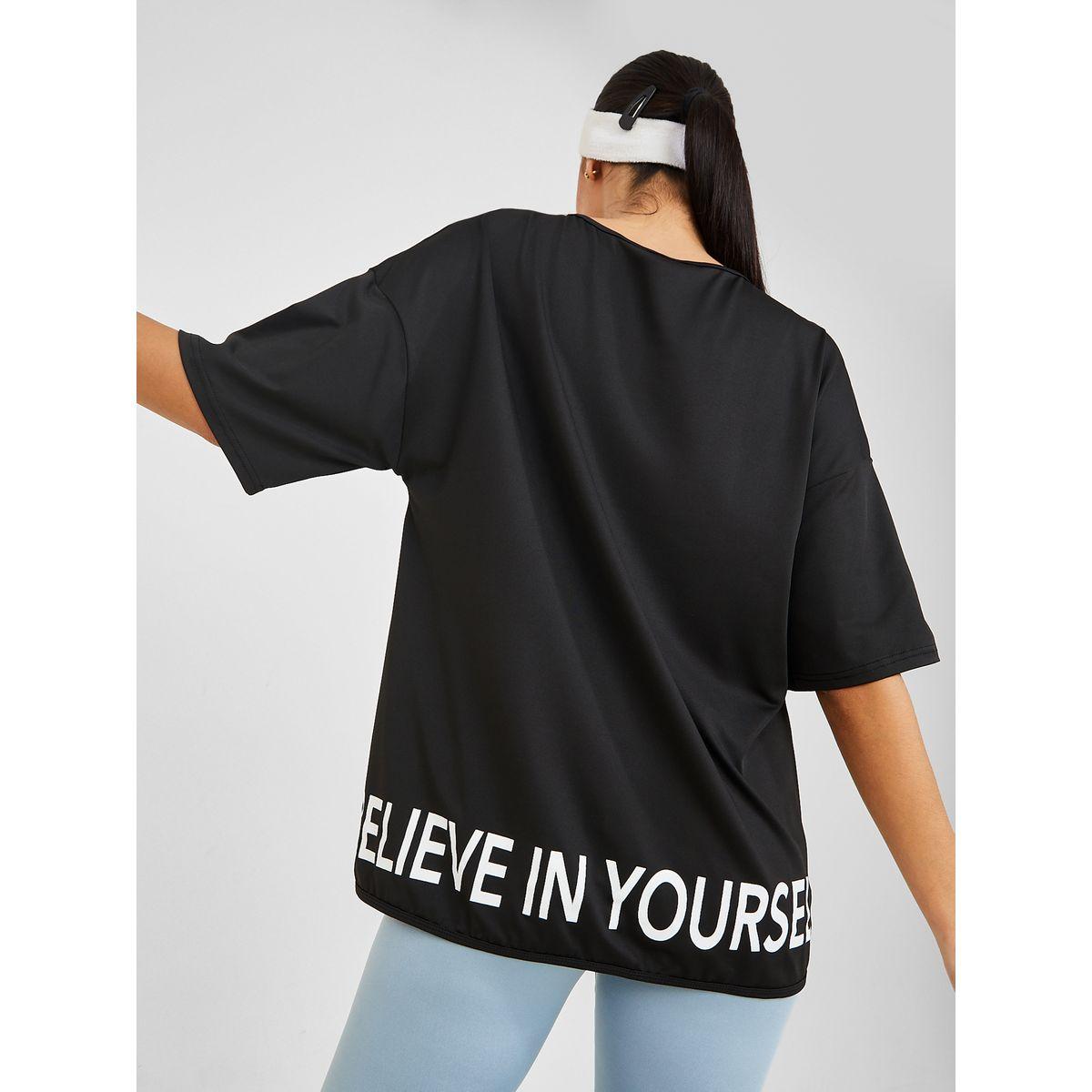 Styli Active Back Slogan Hem Print Loose Fit Jersey Activewear T-shirt-sports-women-clothing-tshirtsandvests-image-1