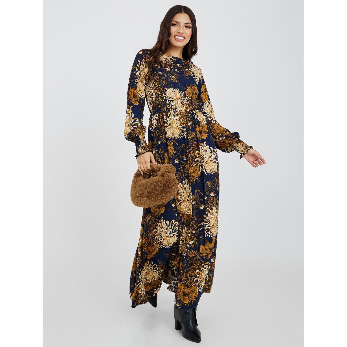 فستان طويل مطبع بزهور مع اكمام طويلة-women-clothing-dresses-image-1
