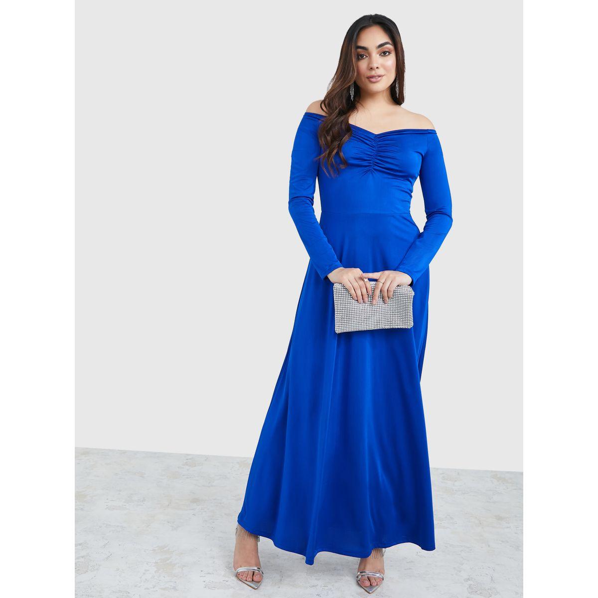 Styli Off Shoulder Soft A-Line Maxi Dress-women-clothing-dresses-image-1