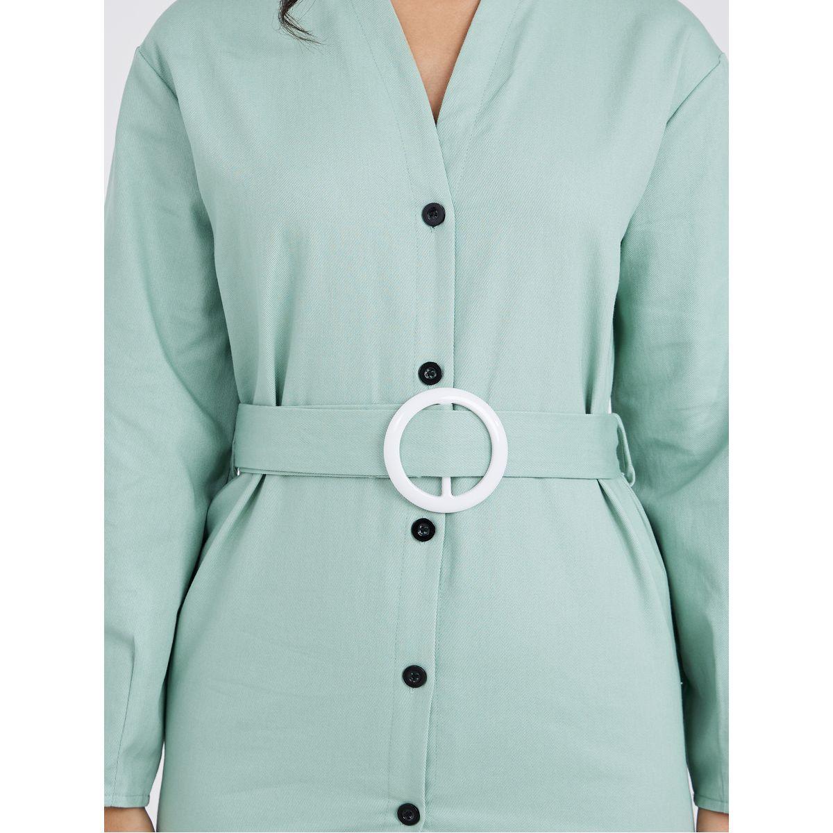 Styli Long Sleeves Button Through Shirt Midi Dress with Belt-women-clothing-dresses-image-3