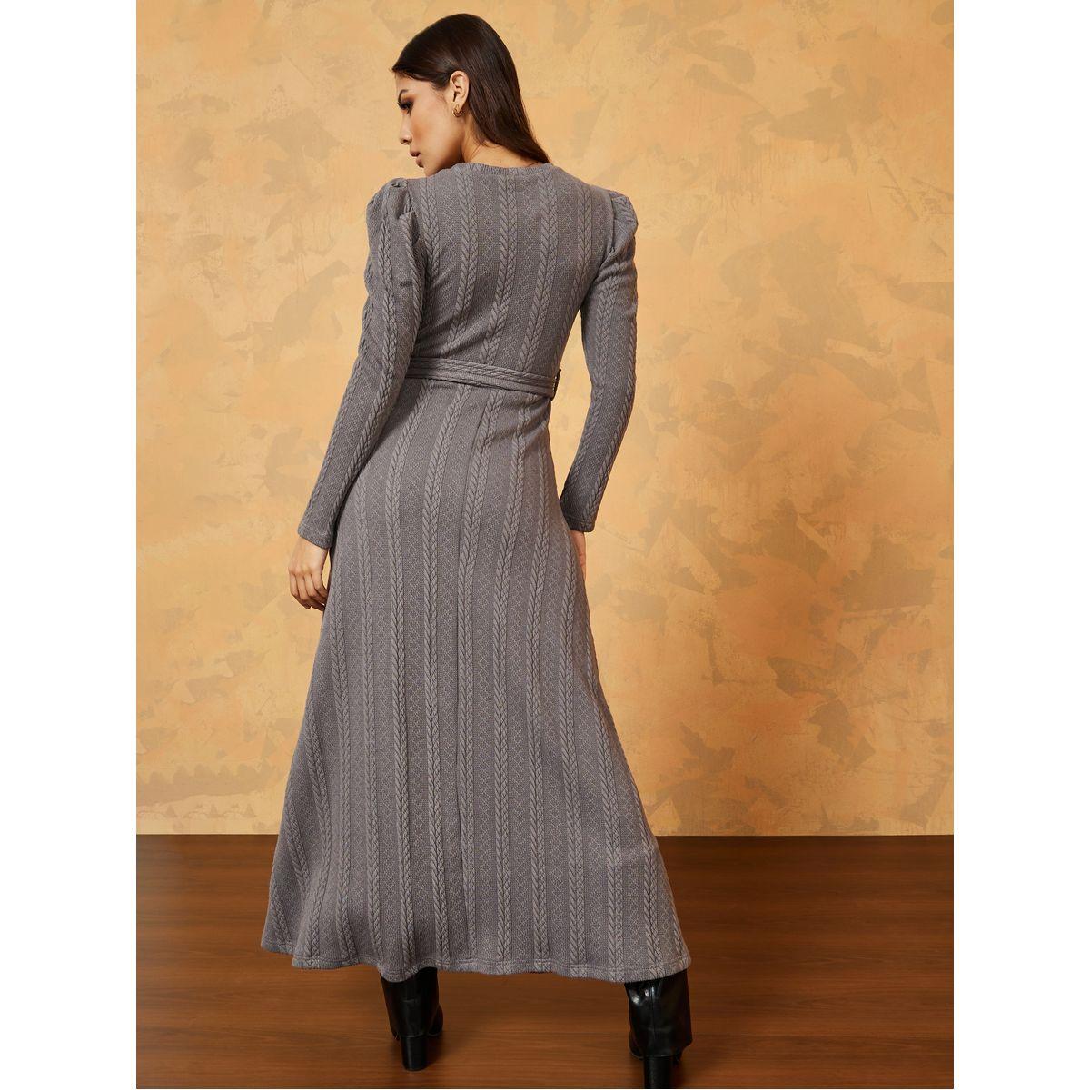 فستان طويل باكمام منفوشة مع حزام-women-clothing-dresses-image-4