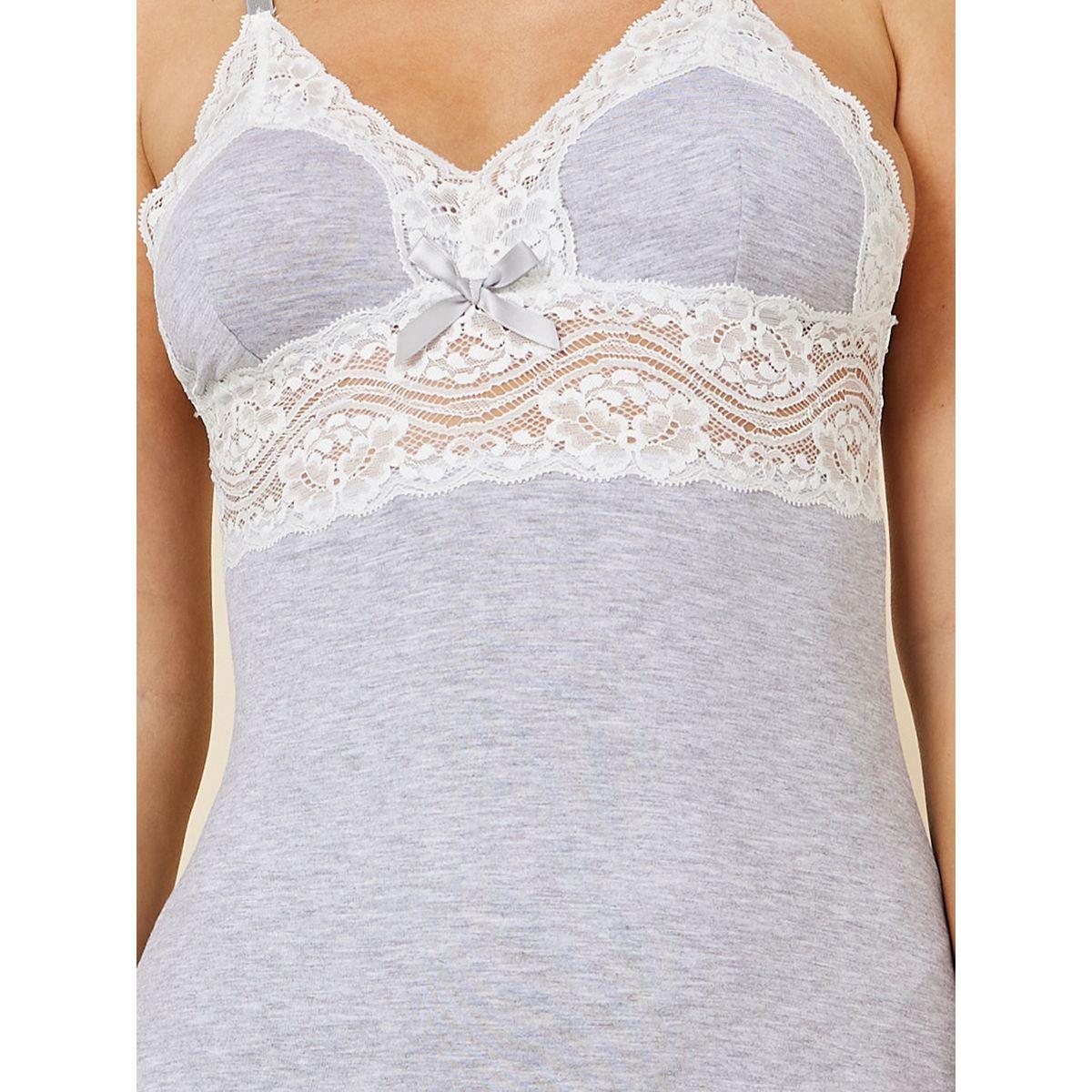 Styli Melange Modal Jersey Slip Dress with Contrast Lace Insert and Thong-women-clothing-lingerie-babydollsandbodysuits-image-2