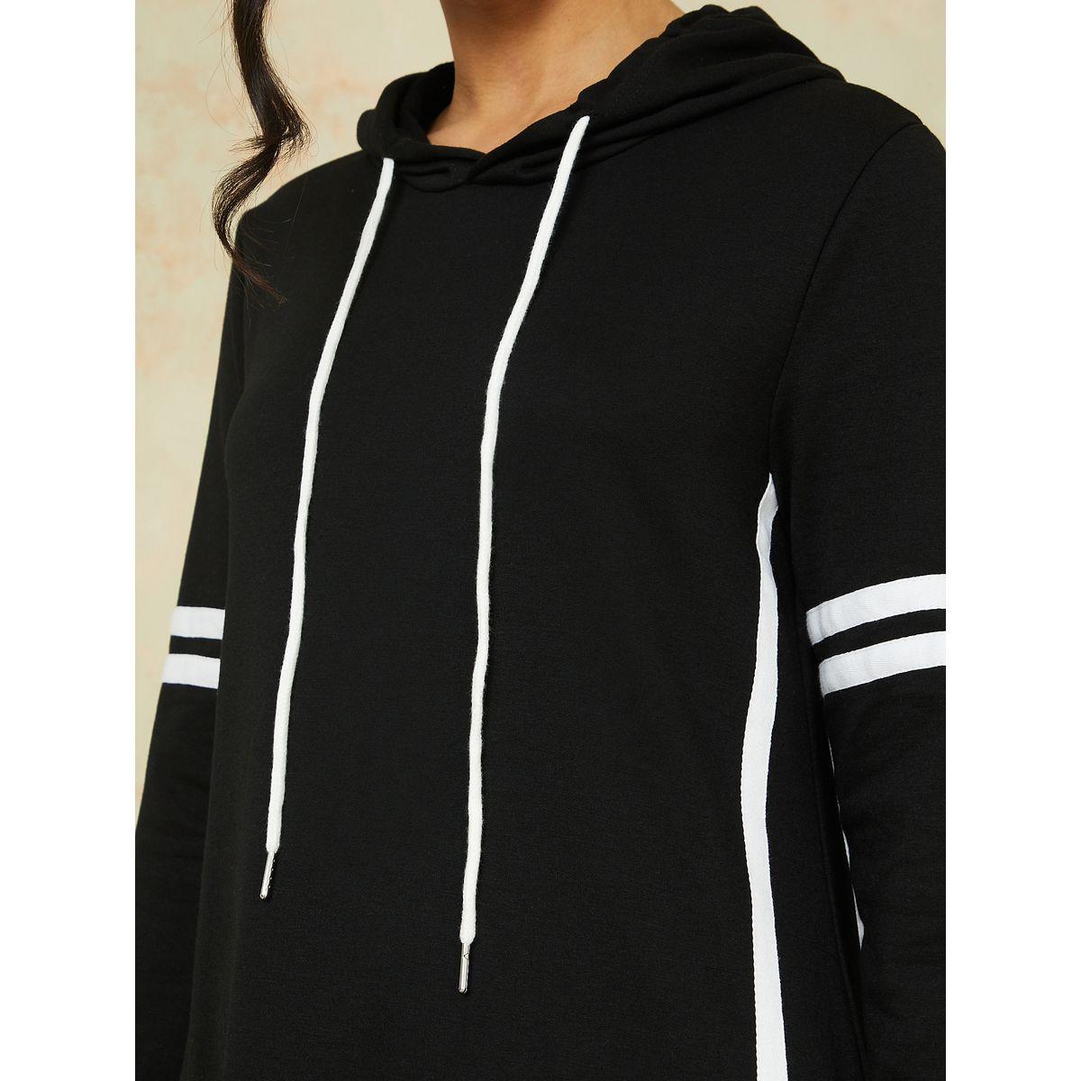 Styli Long Sleeves Contrast Taping Detail Sweatshirt Maxi Dress-women-clothing-dresses-image-3