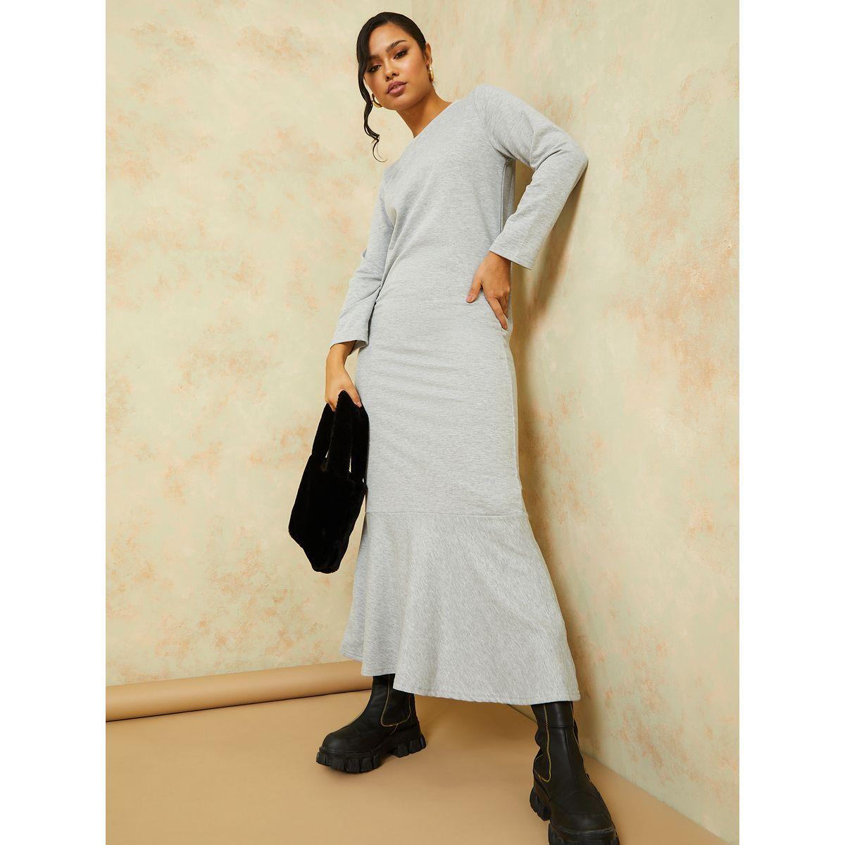 فستان طويل بياقة دائرية واكمام طويلة-women-clothing-dresses-image-1