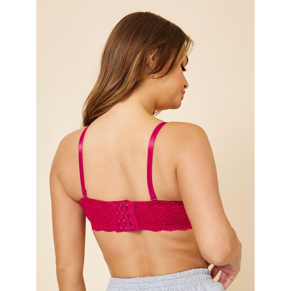 Styli Padded Wired All Over Lace Satin Bow Balconette Bra with Removable Strap-women-clothing-lingerie-bras-image-4