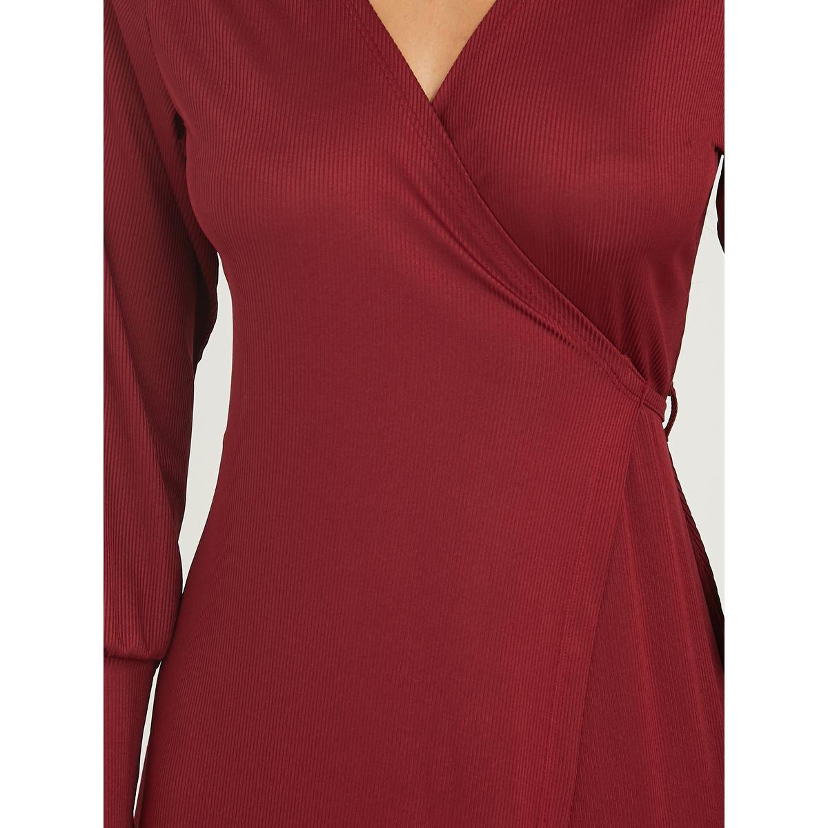 Styli Long Sleeves Ribbed Wrap Around Midi Dress-women-clothing-dresses-image-3