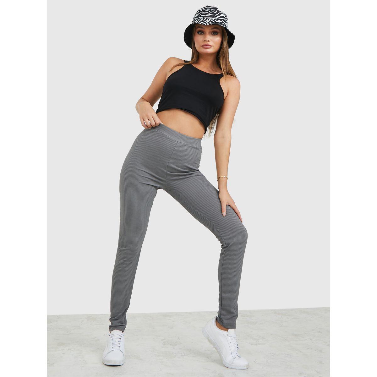 Styli Elasticized Waistband Ribbed Leggings-women-clothing-bottoms-leggings-image-1