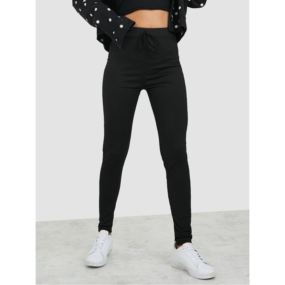 Styli Elasticized Waistband Textured Leggings-women-clothing-bottoms-leggings-image-1