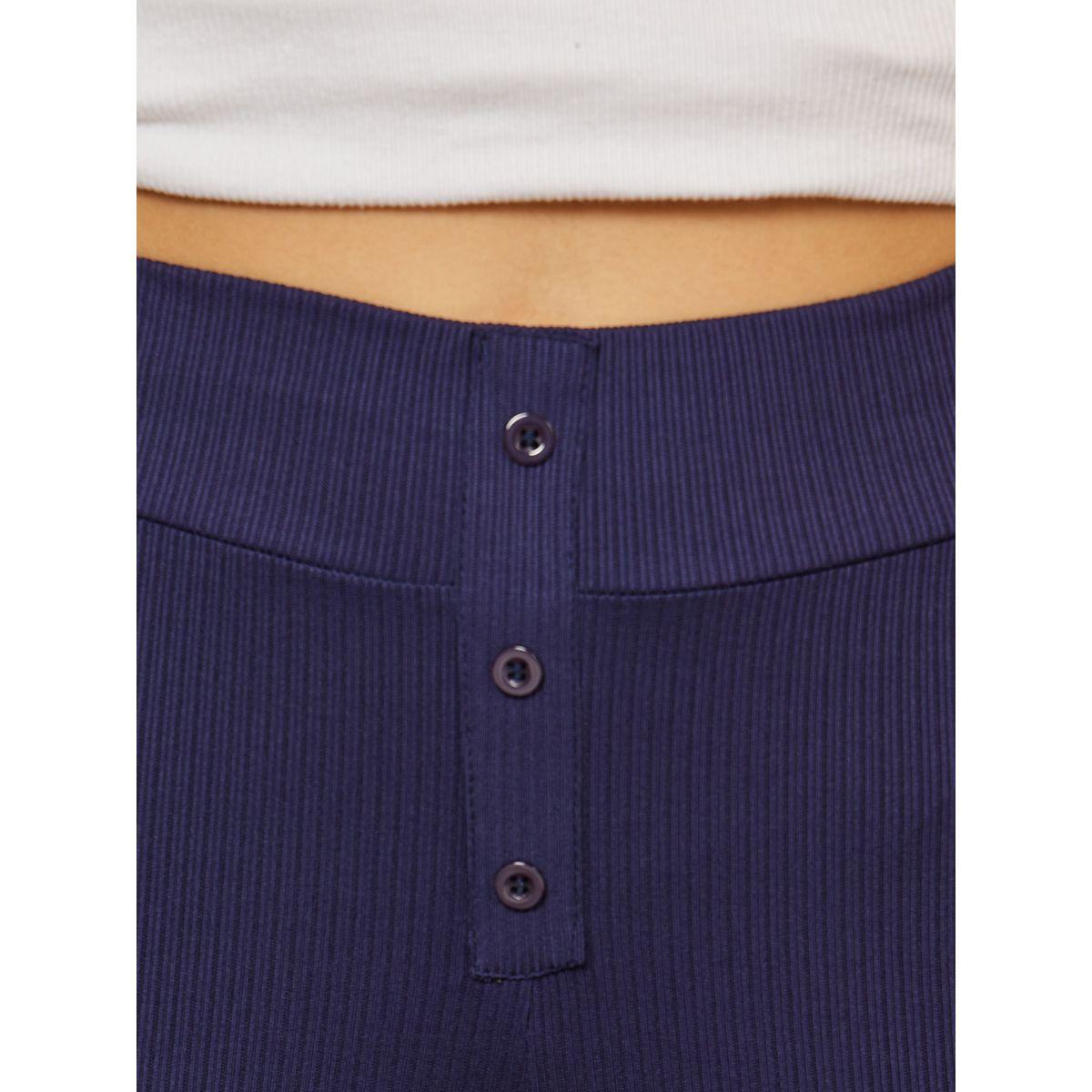 Styli Elastic Waistband Button Detail Ribbed Leggings-women-clothing-bottoms-leggings-image-3
