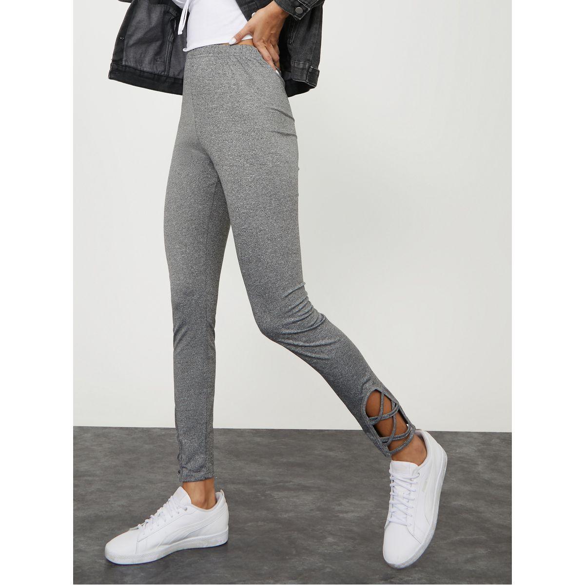 Styli Cut-Out Cuff Detail Solid Leggings-women-clothing-bottoms-leggings-image-1