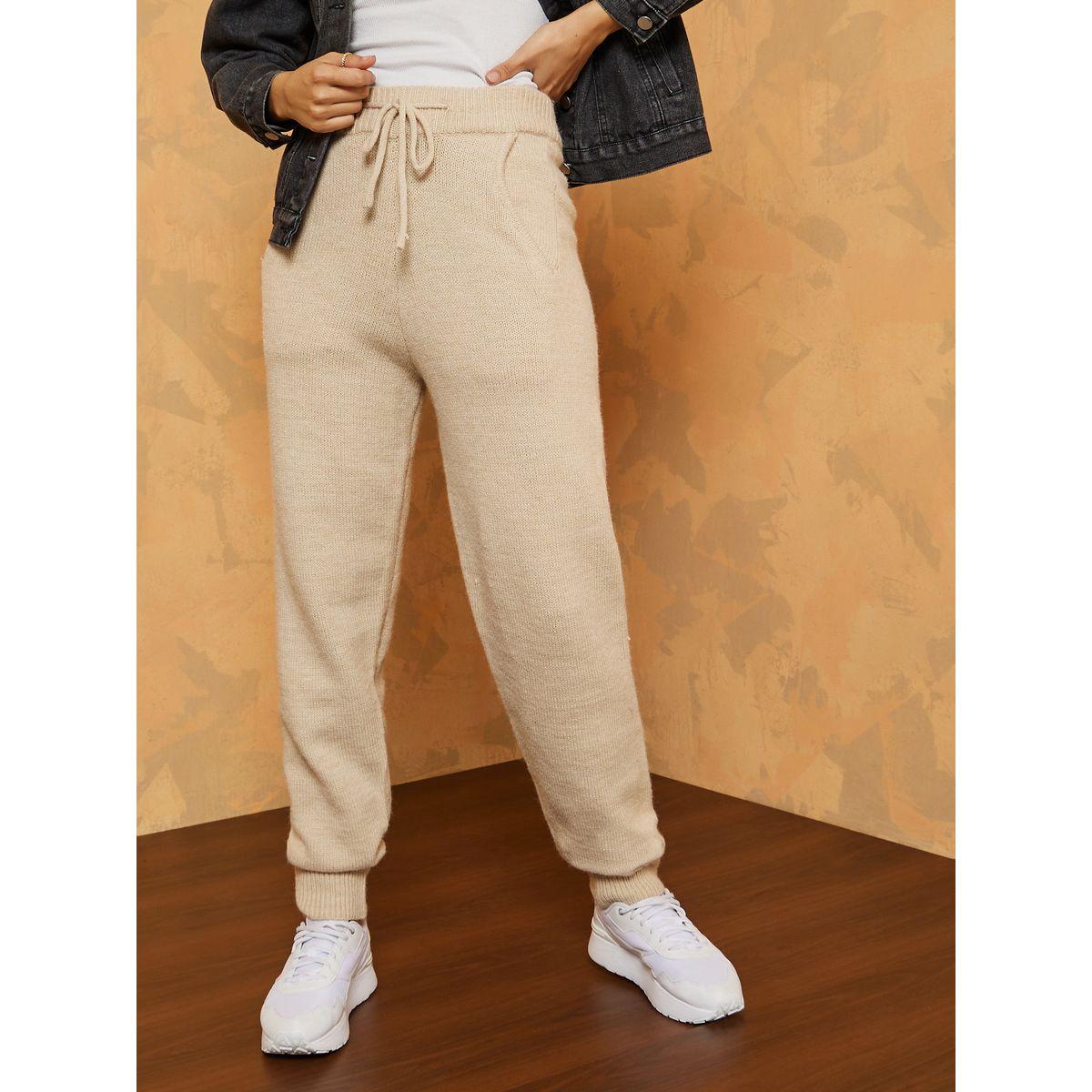 Styli Drawstring Waistband Knitted Jogger with Side Pocket-women-clothing-bottoms-joggers-image-1