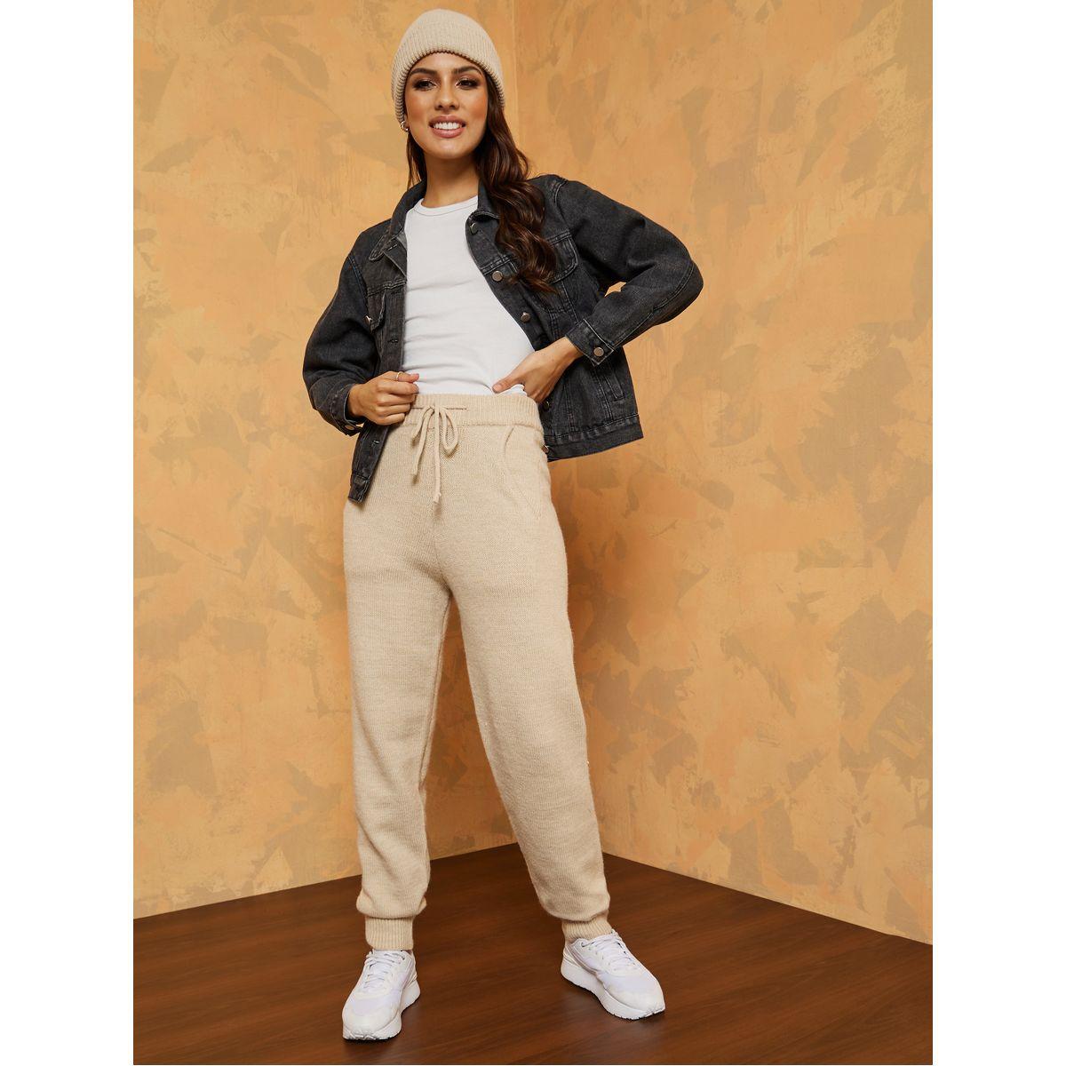 Styli Drawstring Waistband Knitted Jogger with Side Pocket-women-clothing-bottoms-joggers-image-2
