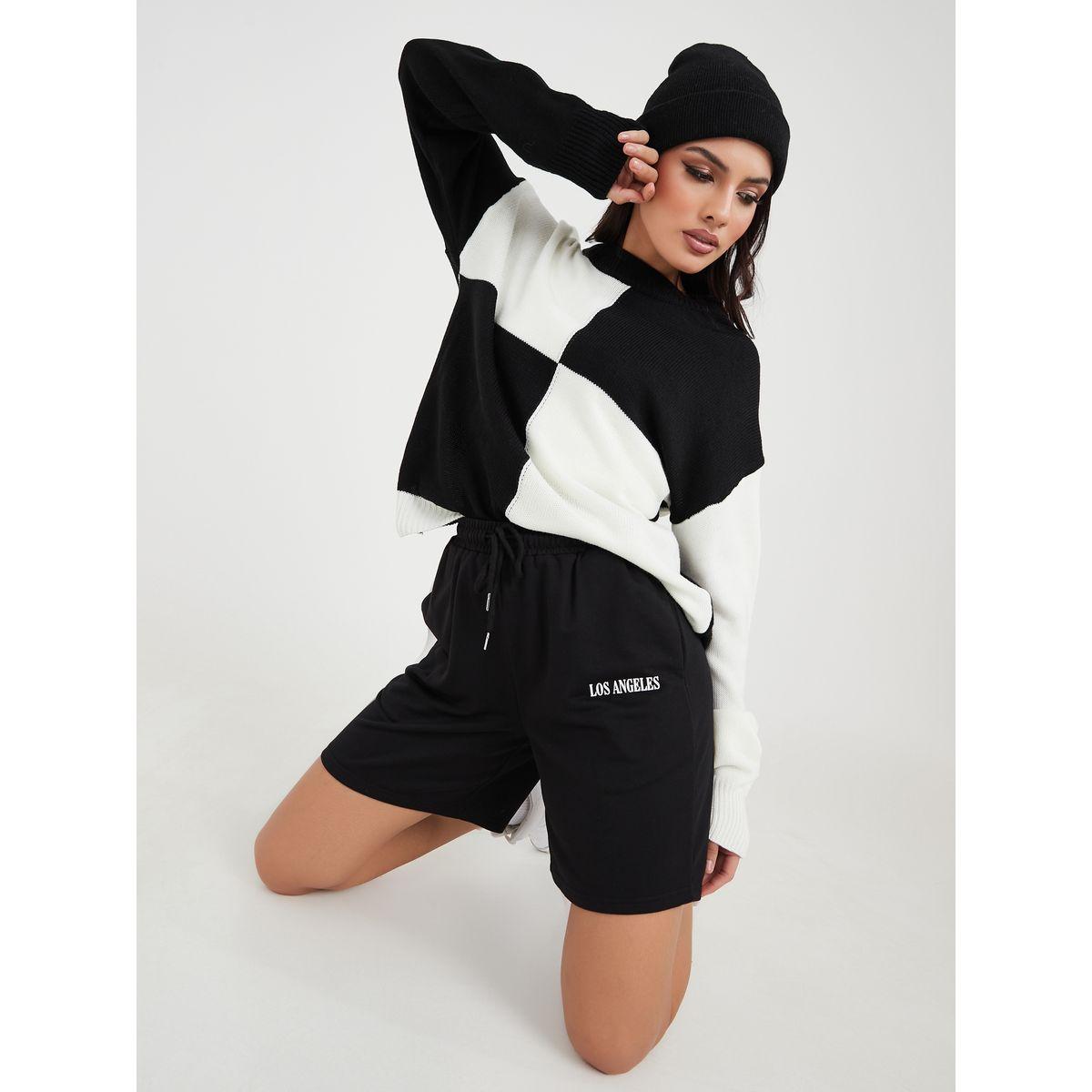 Styli Los Angeles Print Drawstring Waistband Wide Leg Shorts-women-clothing-bottoms-shorts-image-1