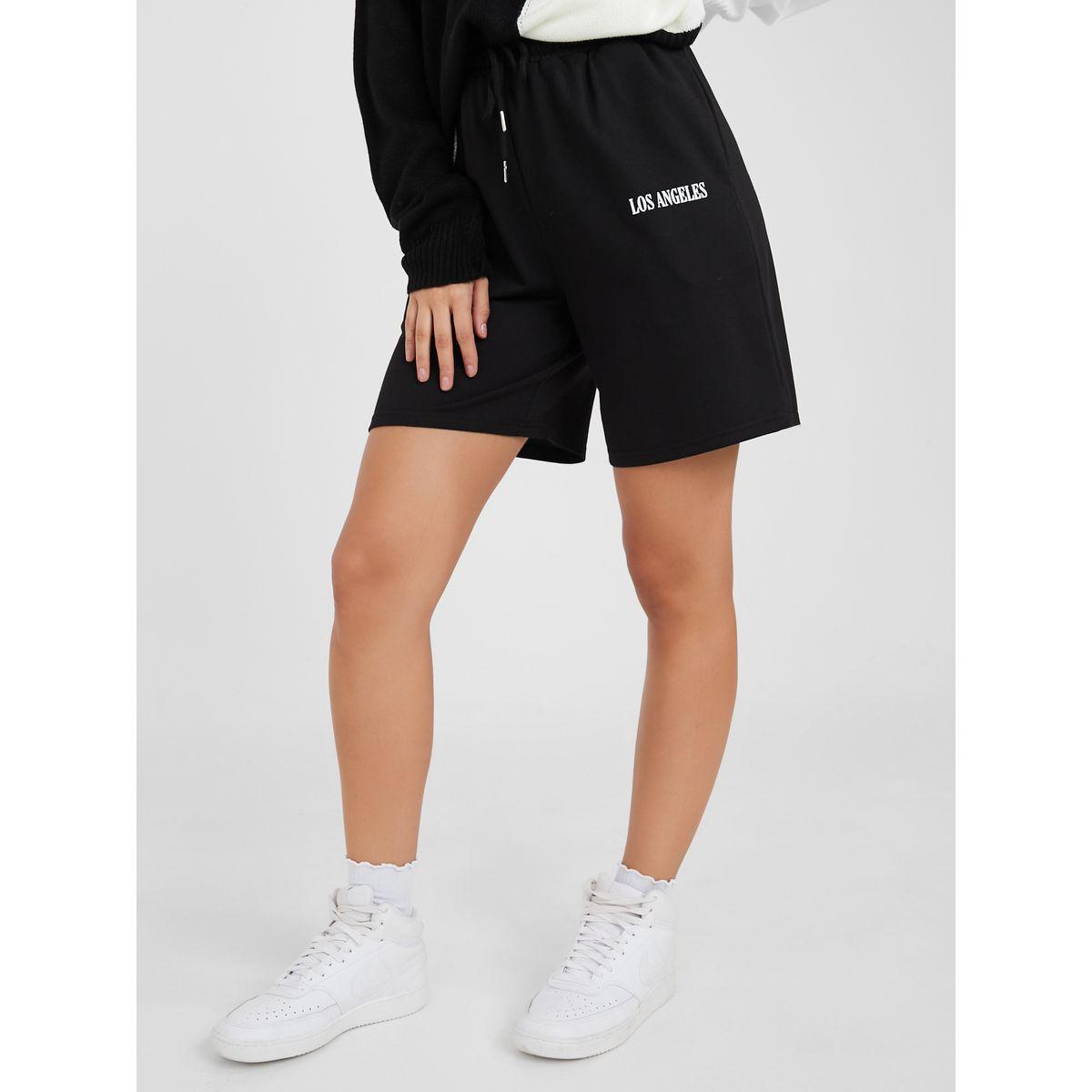Styli Los Angeles Print Drawstring Waistband Wide Leg Shorts-women-clothing-bottoms-shorts-image-2