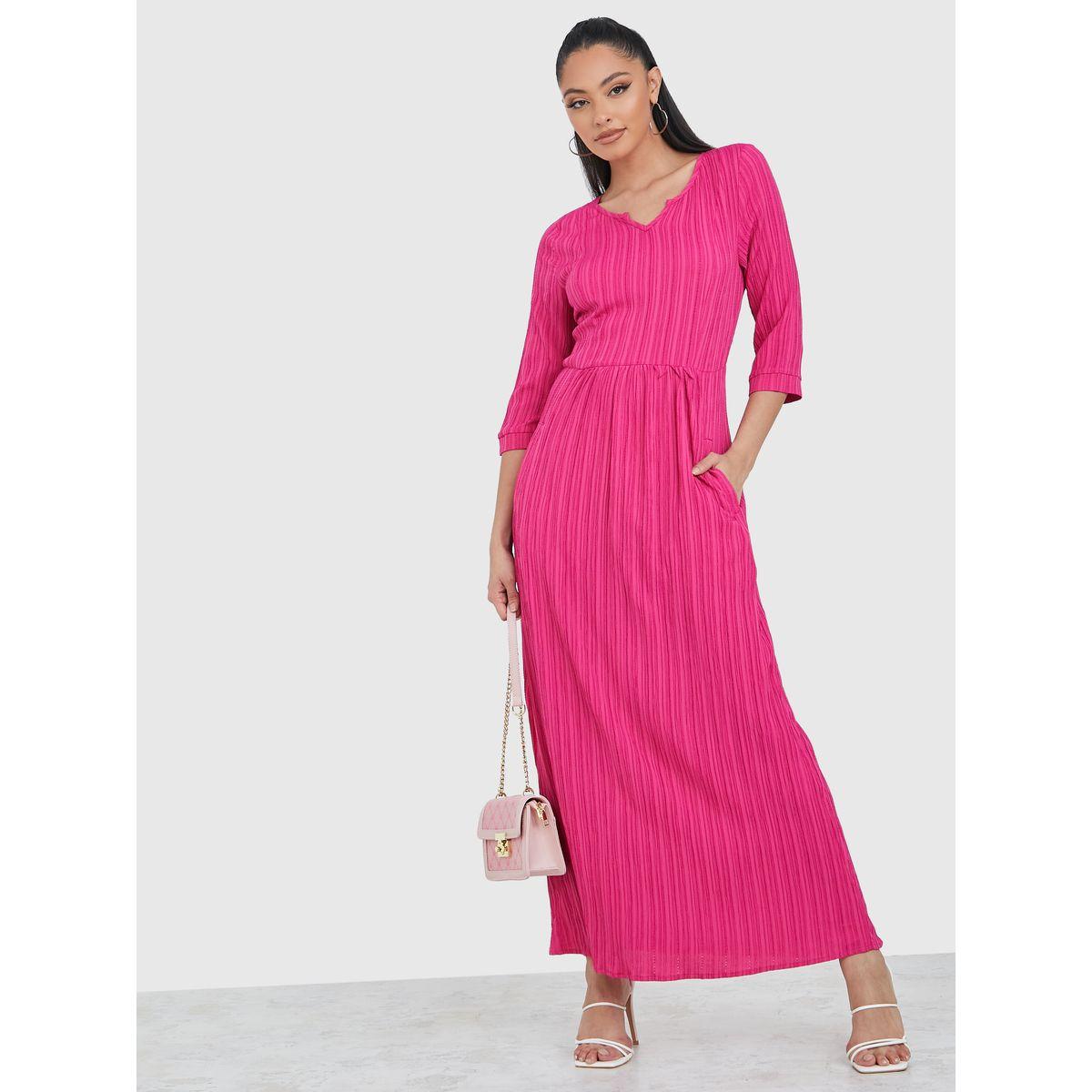 فستان طويل بتفاصيل بارزة الملمس-women-clothing-dresses-image-1