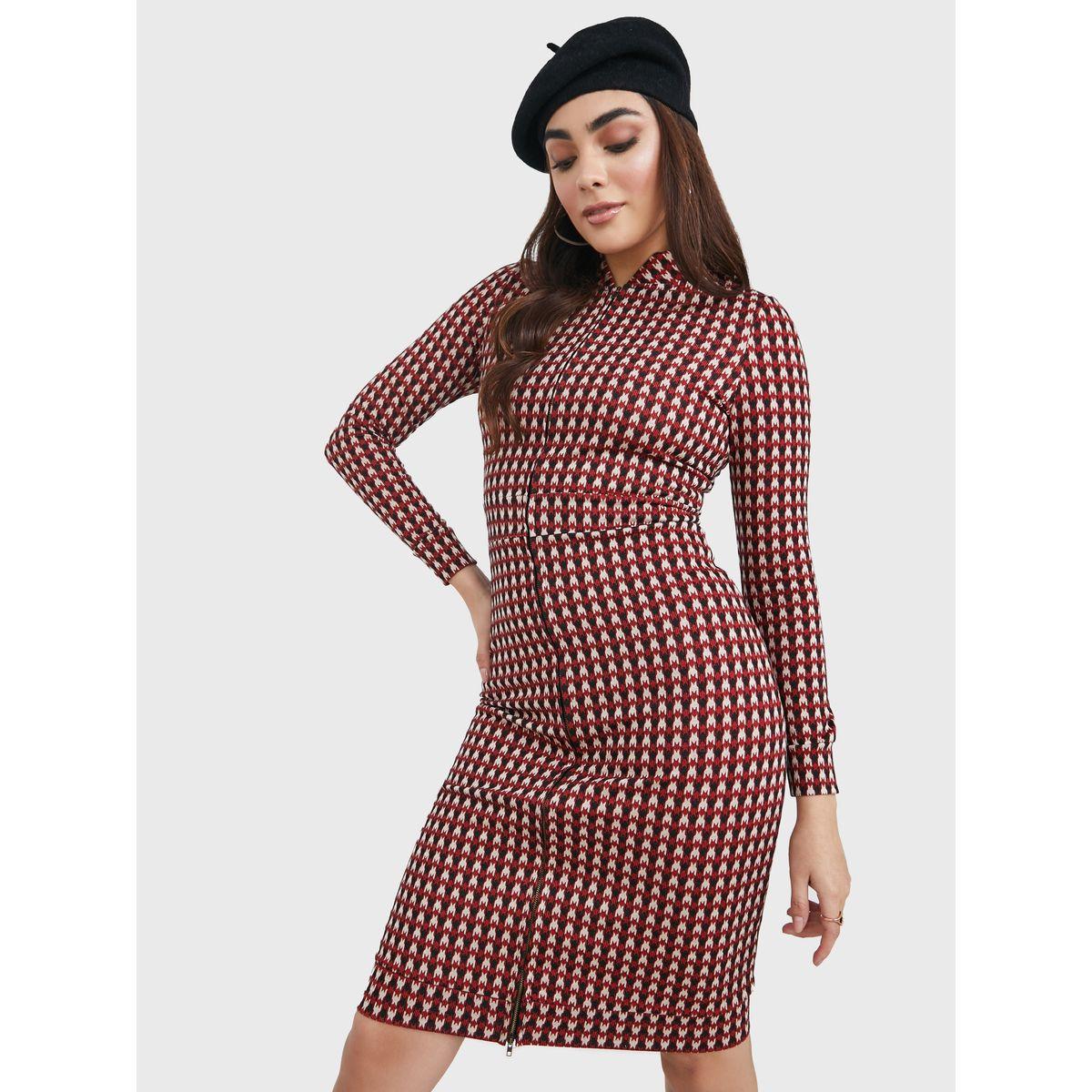 فستان بطول الركبة مع اكمام طويلة-women-clothing-dresses-image-2