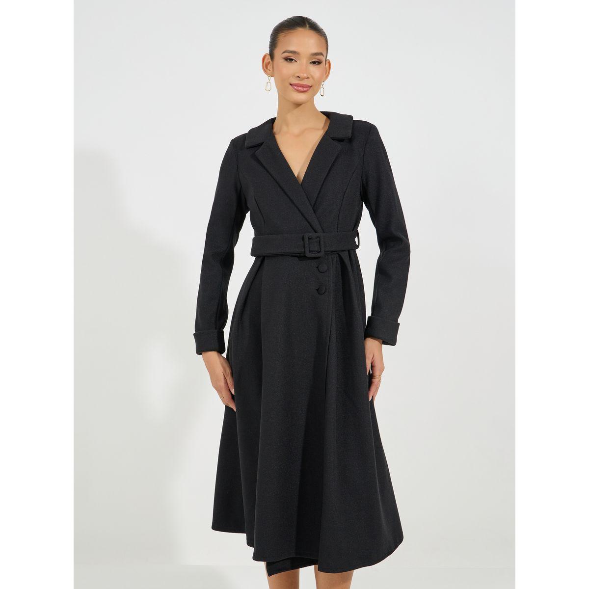 Styli Belted Wool Like Wrap Blazer Winter Midi Dress-women-clothing-dresses-image-2