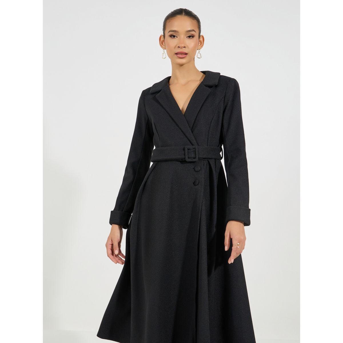 Styli Belted Wool Like Wrap Blazer Winter Midi Dress-women-clothing-dresses-image-5