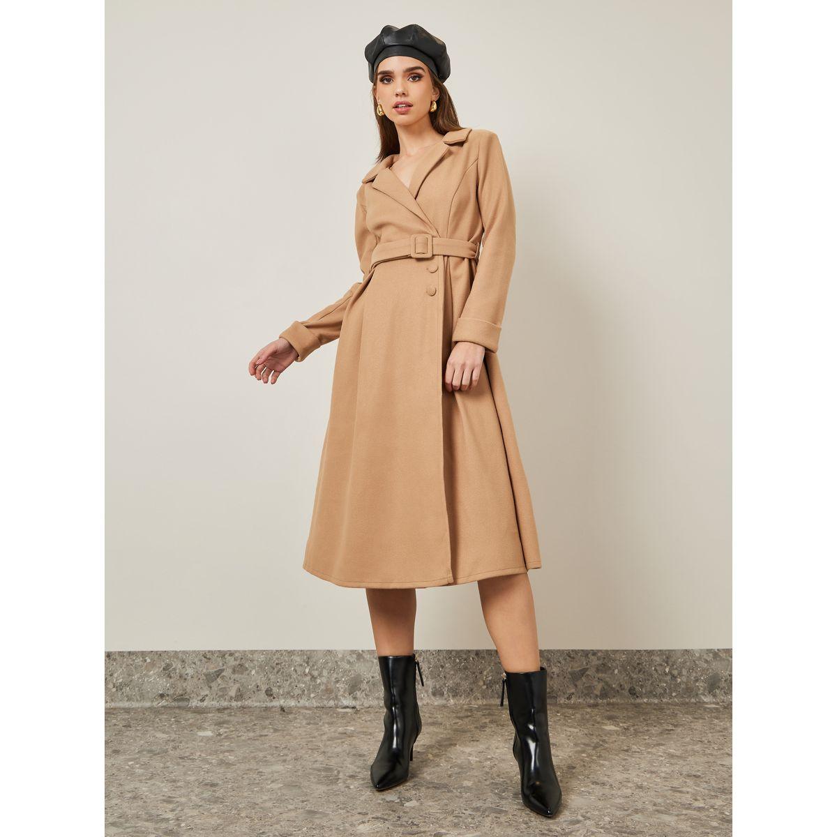Styli Belted Wool Like Wrap Blazer Winter Midi Dress-women-clothing-dresses-image-1
