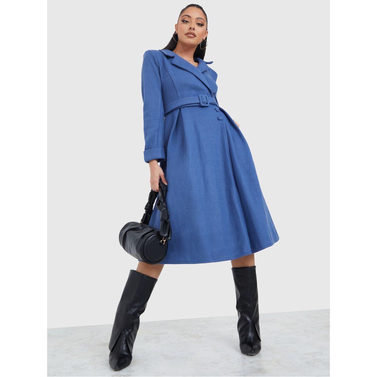 Styli Long Sleeves Wool Like Wrap Blazer Winter Midi Dress-women-clothing-dresses-image-2