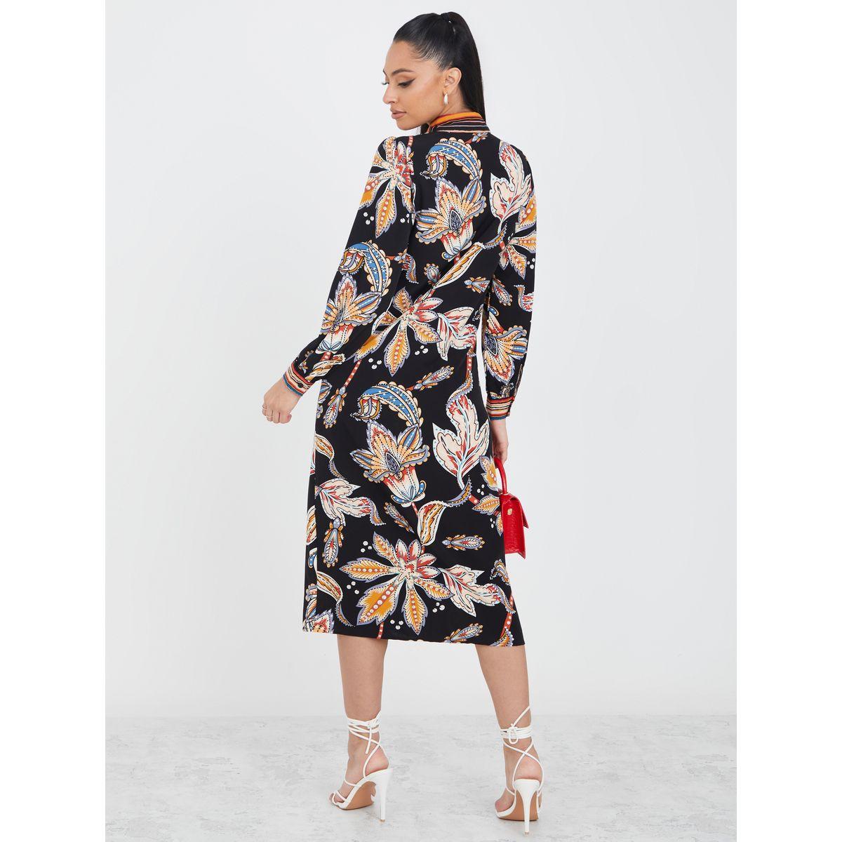 Styli Long Sleeves Floral Print Shirt Midi Dress-women-clothing-dresses-image-4
