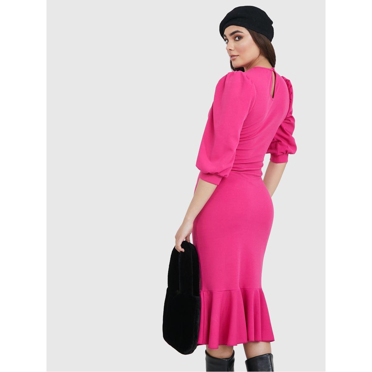 فستان ميدي بحواف مزينة بكشكش-women-clothing-dresses-image-4