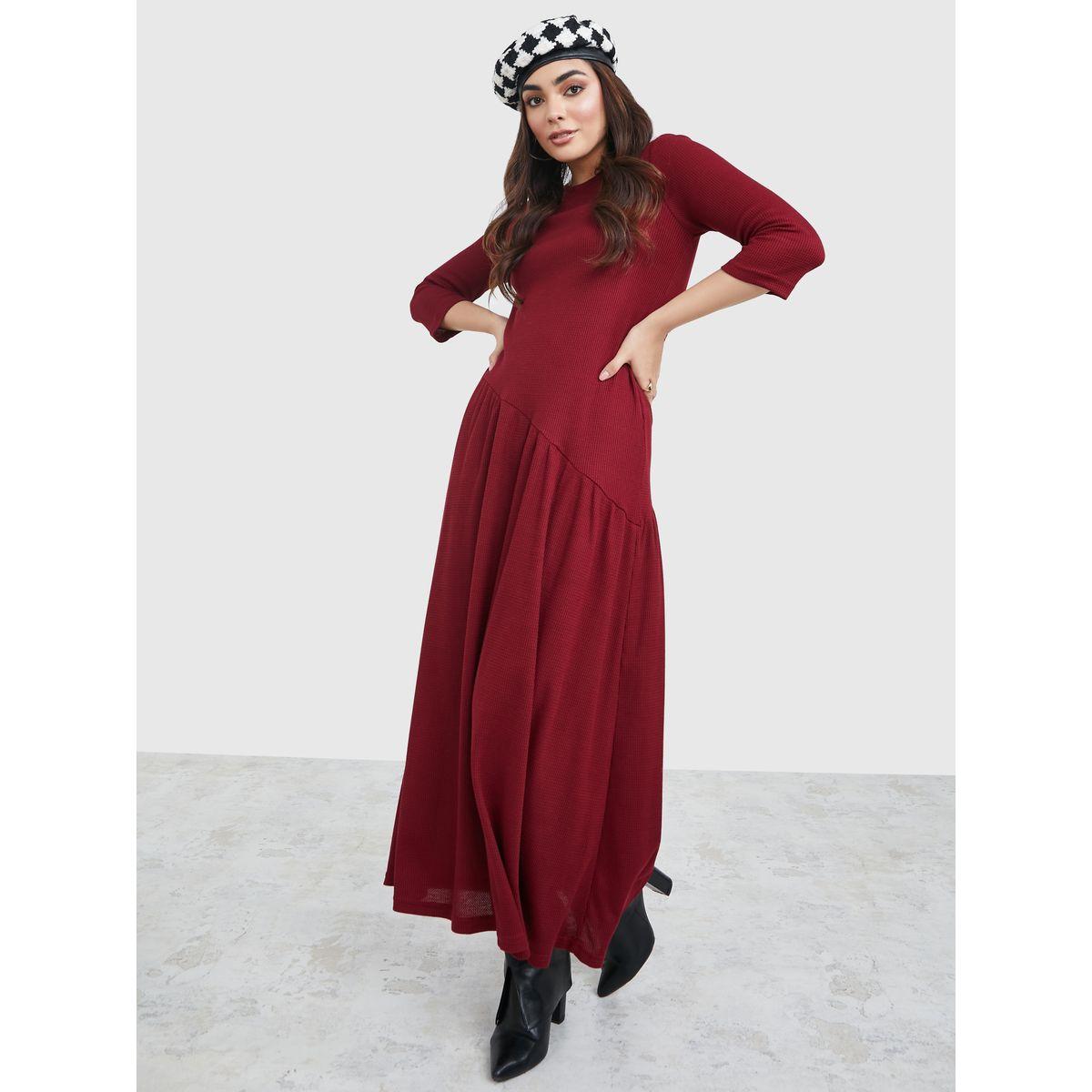 فستان طويل بتفاصيل بارزة الملمس-women-clothing-dresses-image-1