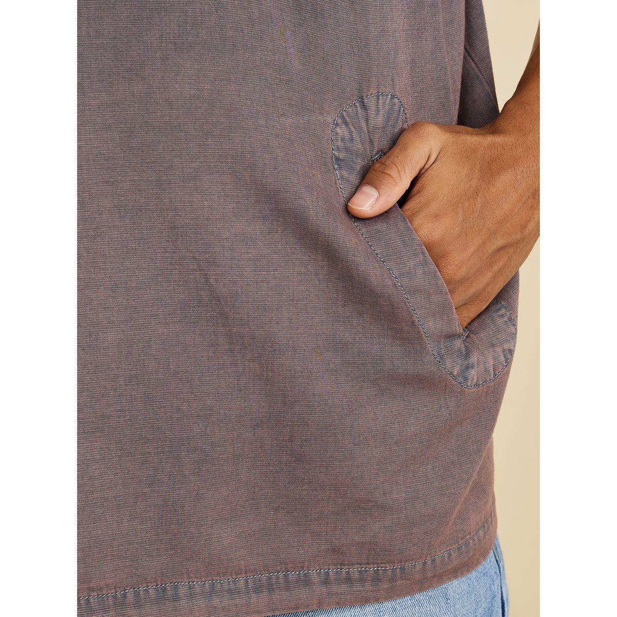 Styli Henley Neck Loop Button Oversized Denim Shirt-men-clothing-shirts-image-3