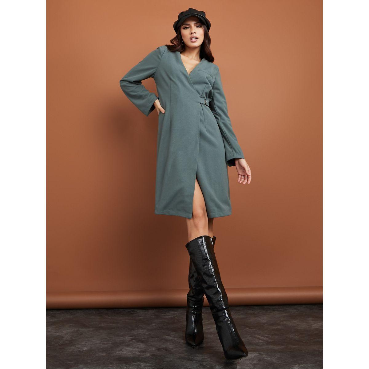 Styli Long Sleeves Wrap Blazer Knee Length Dress-women-clothing-dresses-image-2