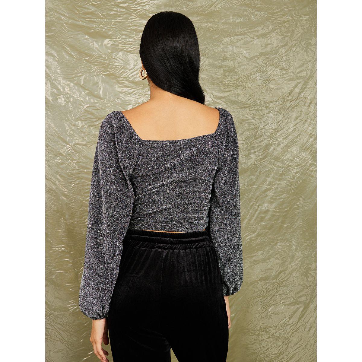 بلوزة محبوكة بتفاصيل مزمومة-women-clothing-shirtsandblouses-blouses-image-4