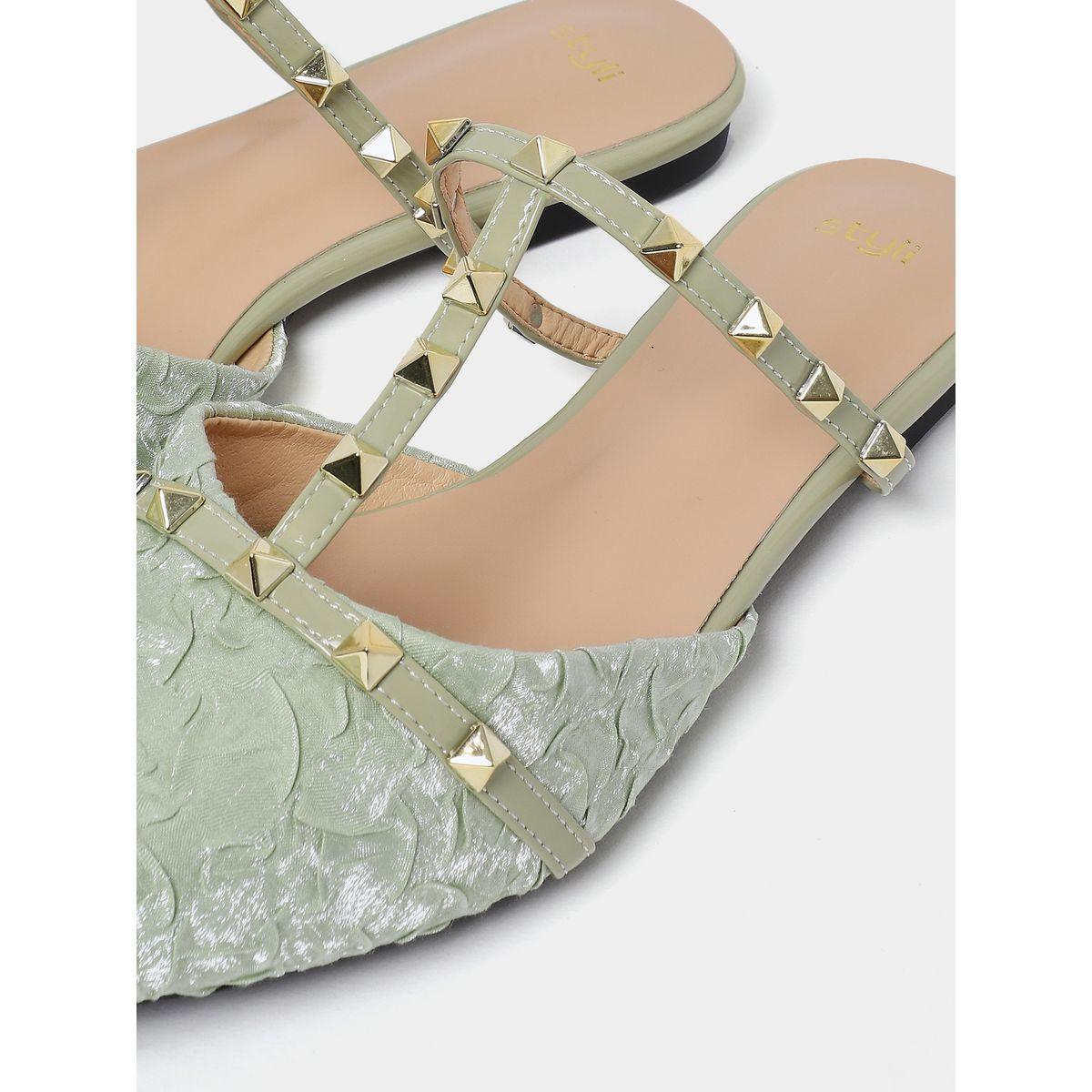 Styli Pointed Toe Studded Flat Mules-women-shoes-sandals-flats-image-4
