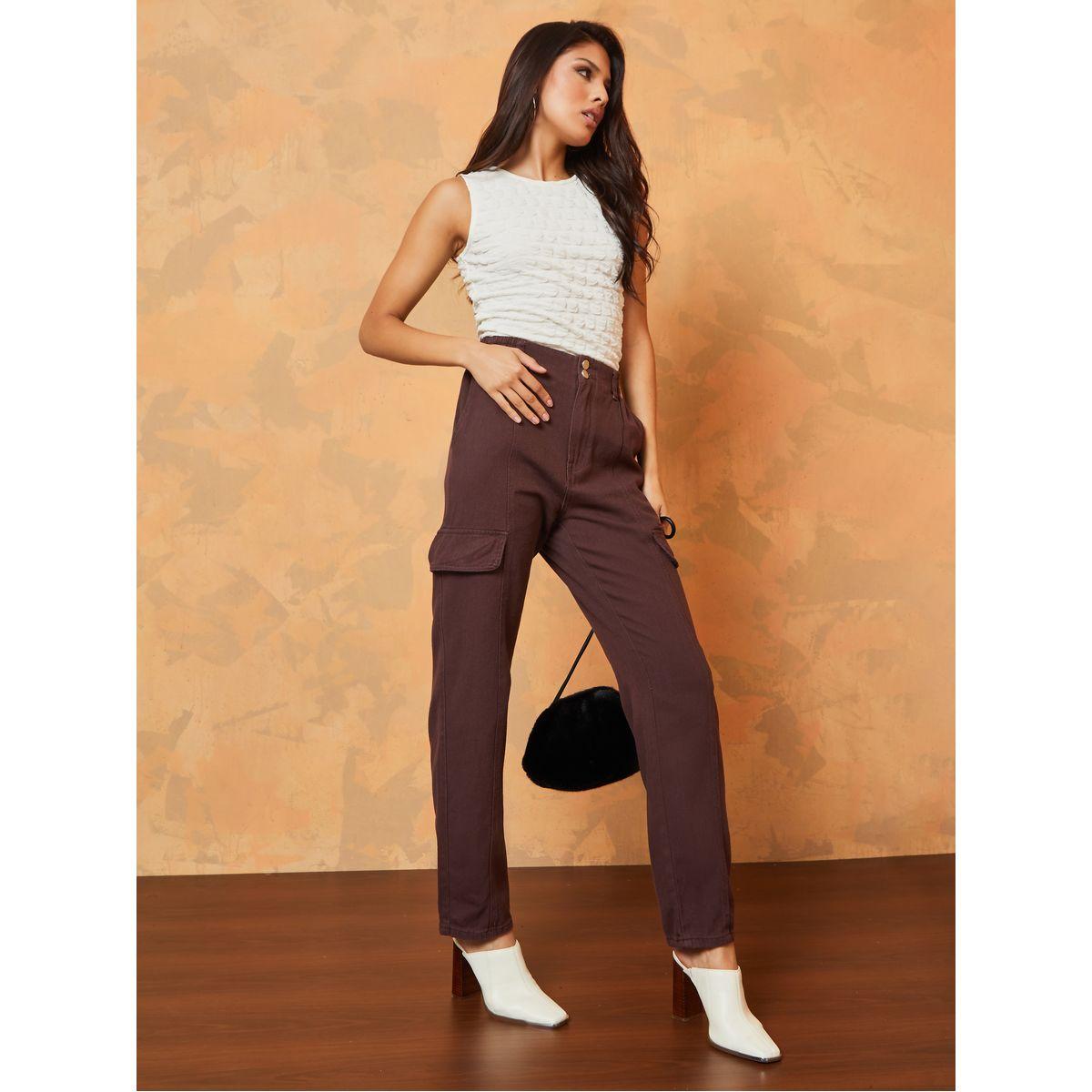 Styli Half Elastic Waistband Cargo Jeans-women-clothing-bottoms-jeans-image-2