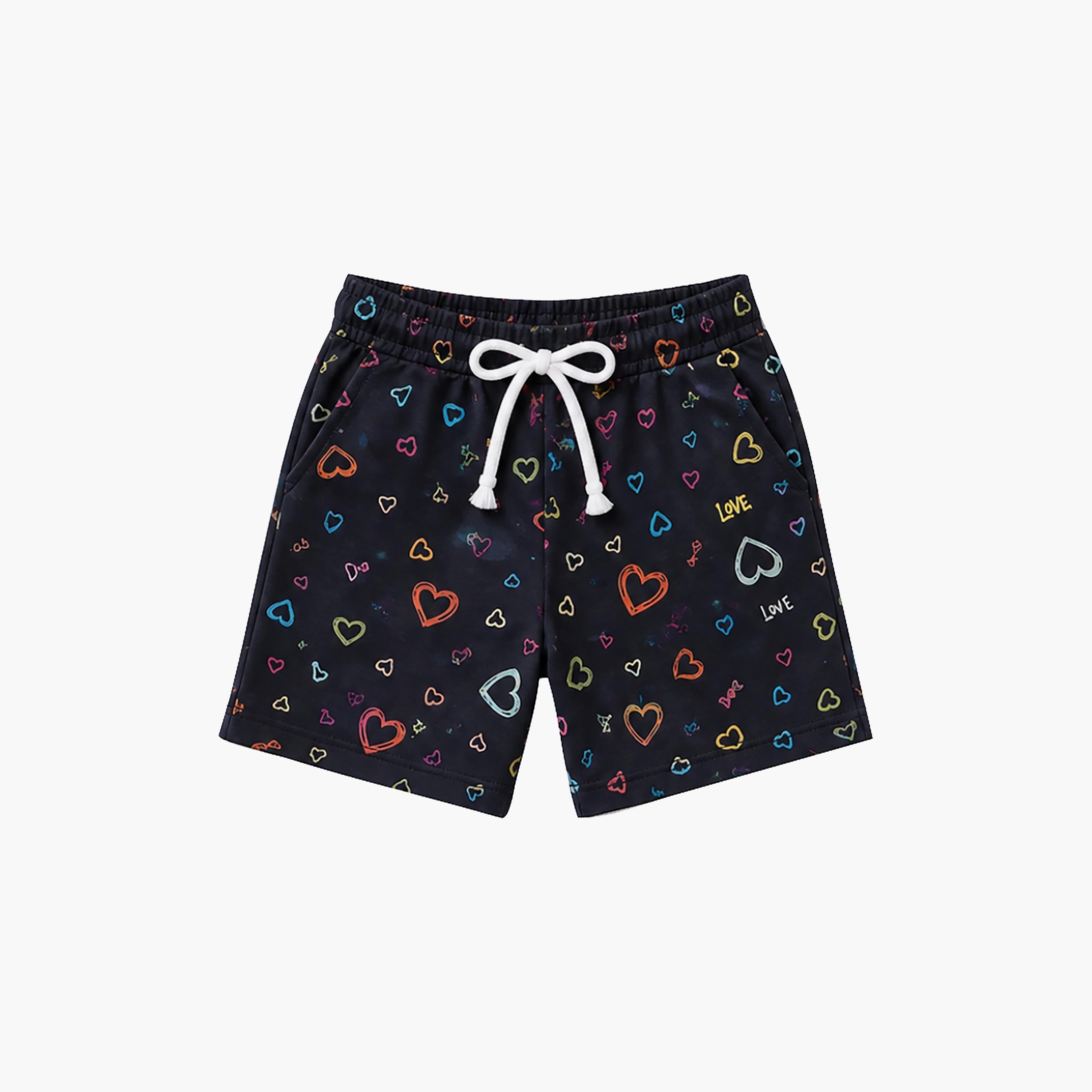 Babyqlo Heart Print Short Sleeves T-Shirt & Shorts Co-ord Set-baby-girls-clothing-setsandcoords-image-8