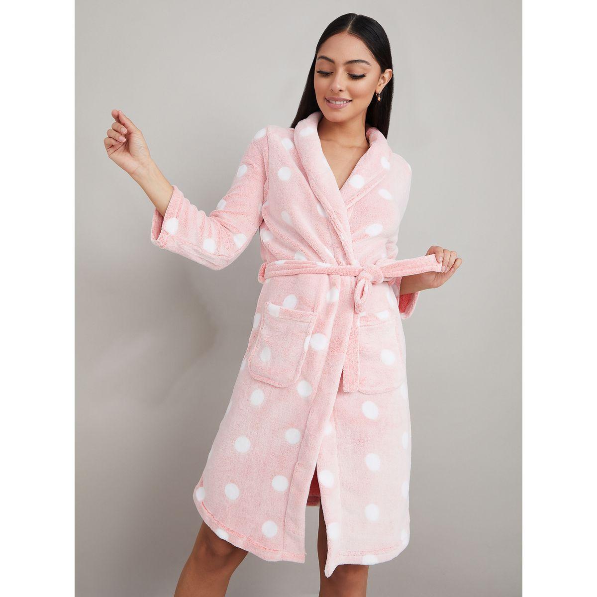 روب فليس بطول الركبة مع حزام-women-clothing-nightwear-robes-image-1