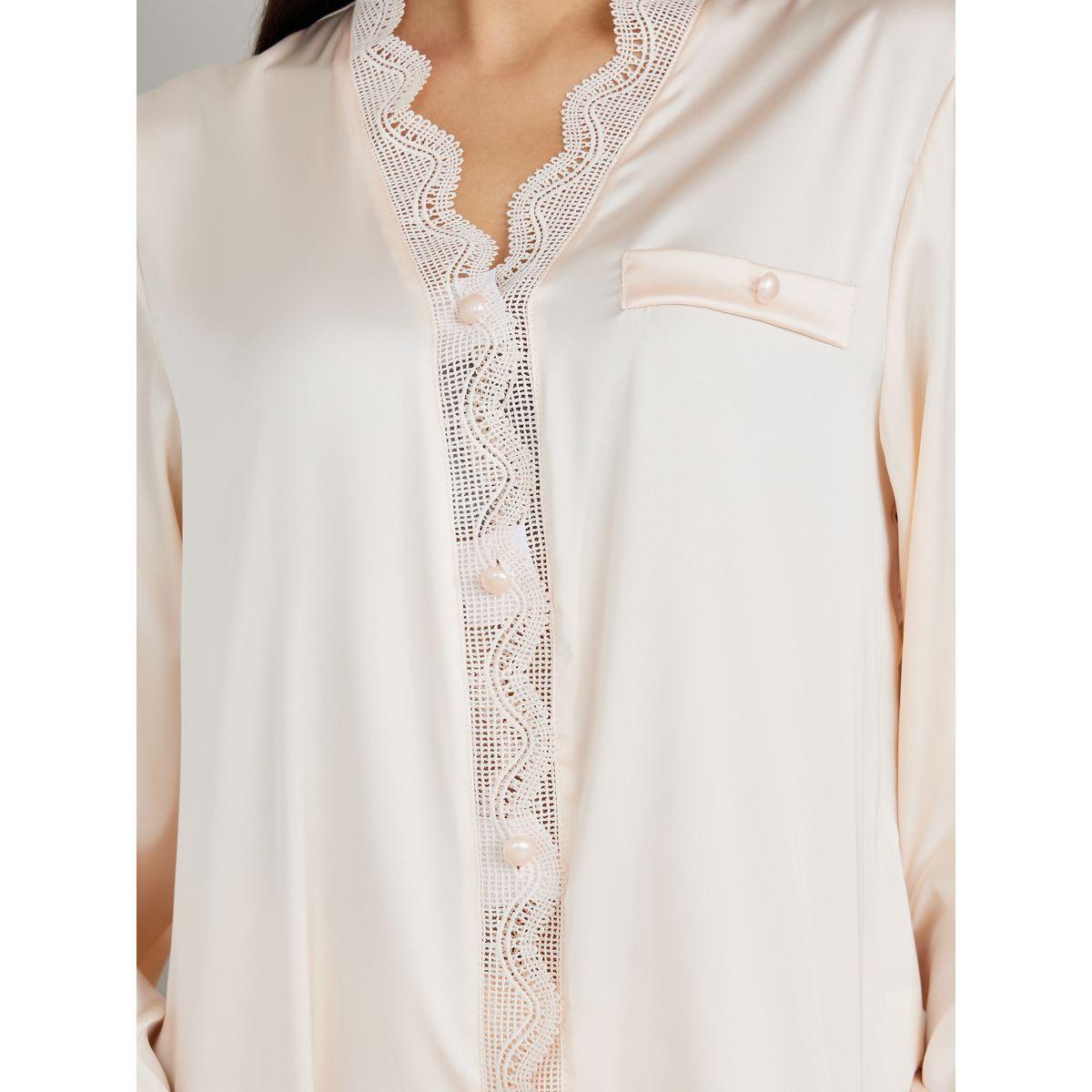 Styli Unwind Lace Edge Satin Button Through Shirt & Pyjama Set-women-clothing-nightwear-pyjamas-longsets-image-3