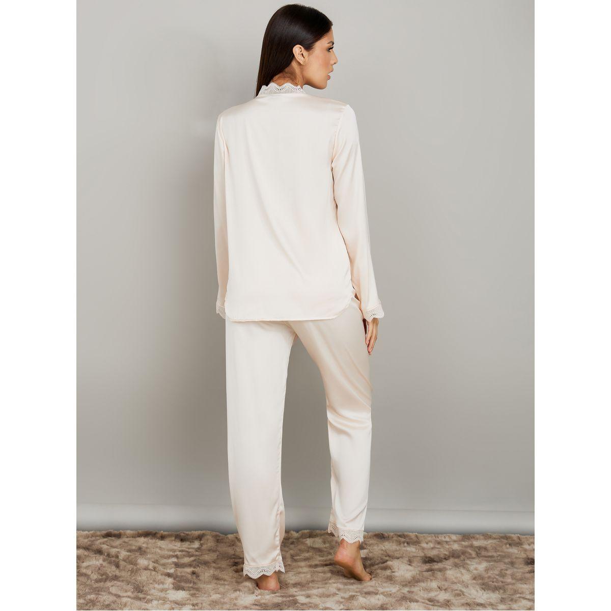 Styli Unwind Lace Edge Satin Button Through Shirt & Pyjama Set-women-clothing-nightwear-pyjamas-longsets-image-5