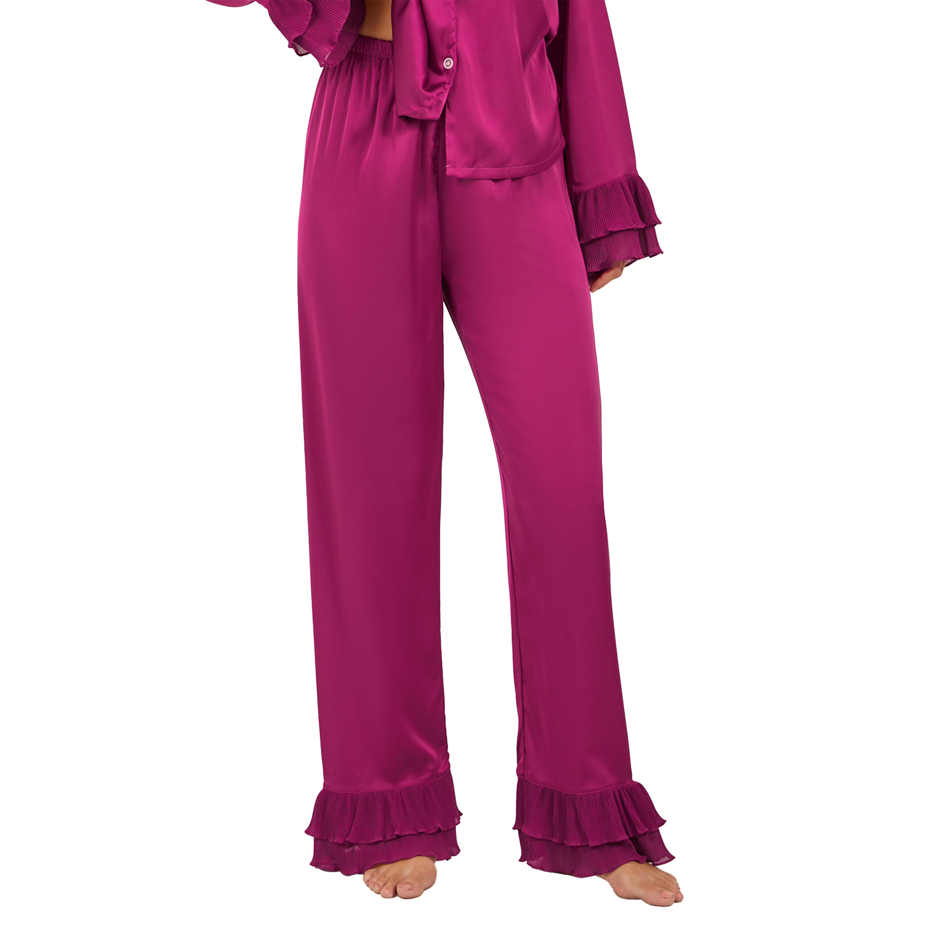 Styli Solid Satin Pajama Set with Pleated Details-women-clothing-nightwear-pyjamas-longsets-image-5
