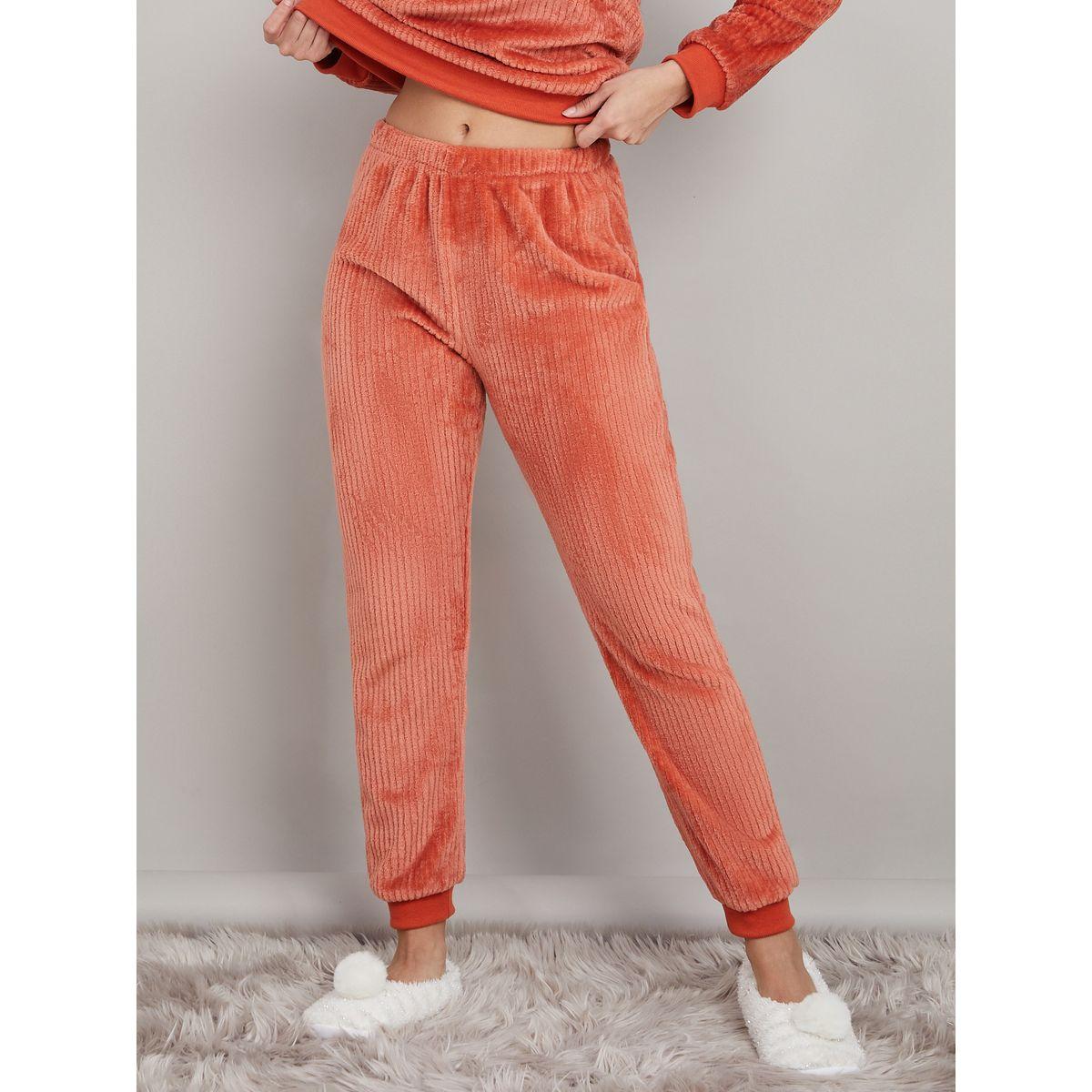 Styli Unwind Fleece Stripe Texture Hoodie and Jogger Lounge Set-women-clothing-coordsets-image-4